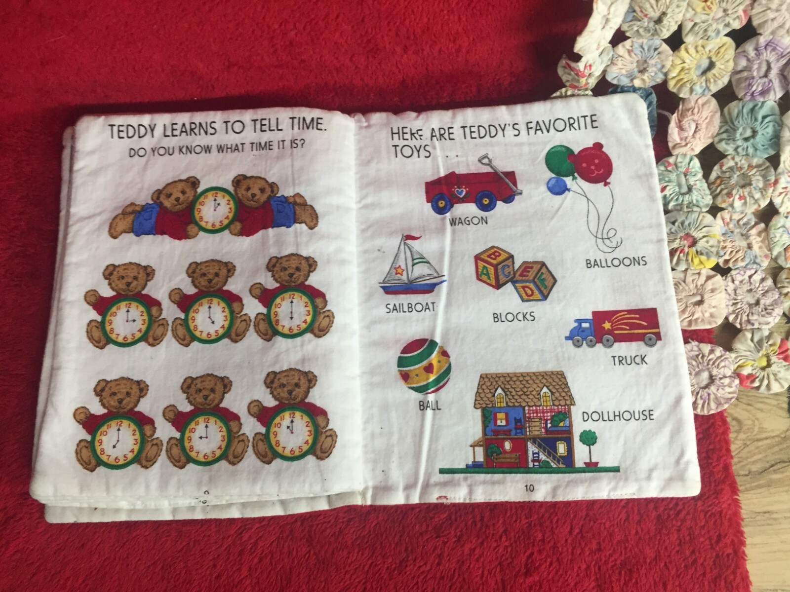 Quilted Learning with Teddy Soft Book ABCs Letters Numbers Learning Book