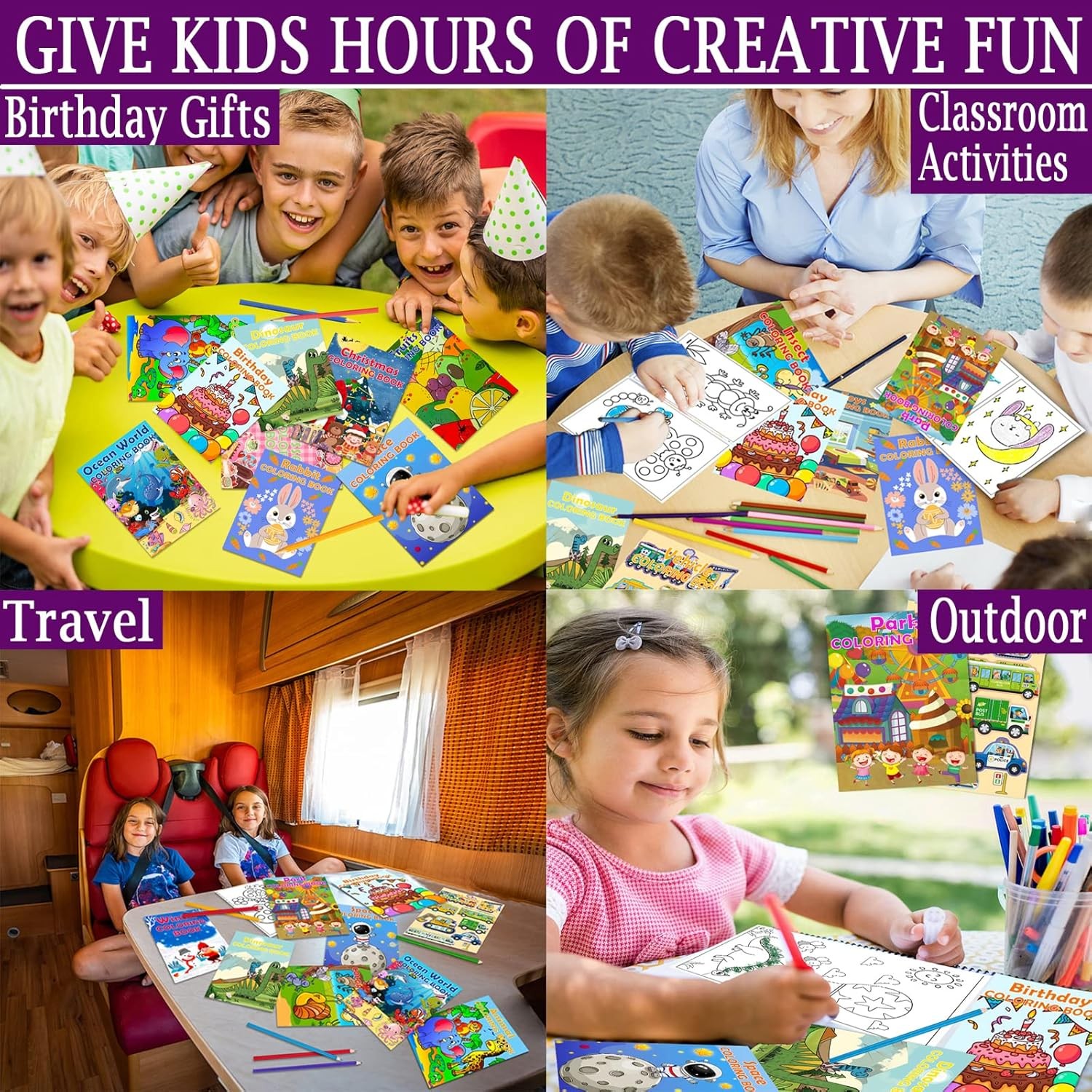 24Pack Small Coloring Books for Kids Ages 4-8, Bulk 24 topics coloring books