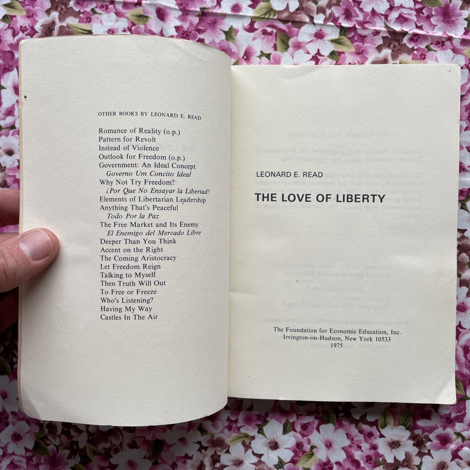 Love of Liberty by Leonard E. Read (1975, VTG Trade Paperback 162 Pages)