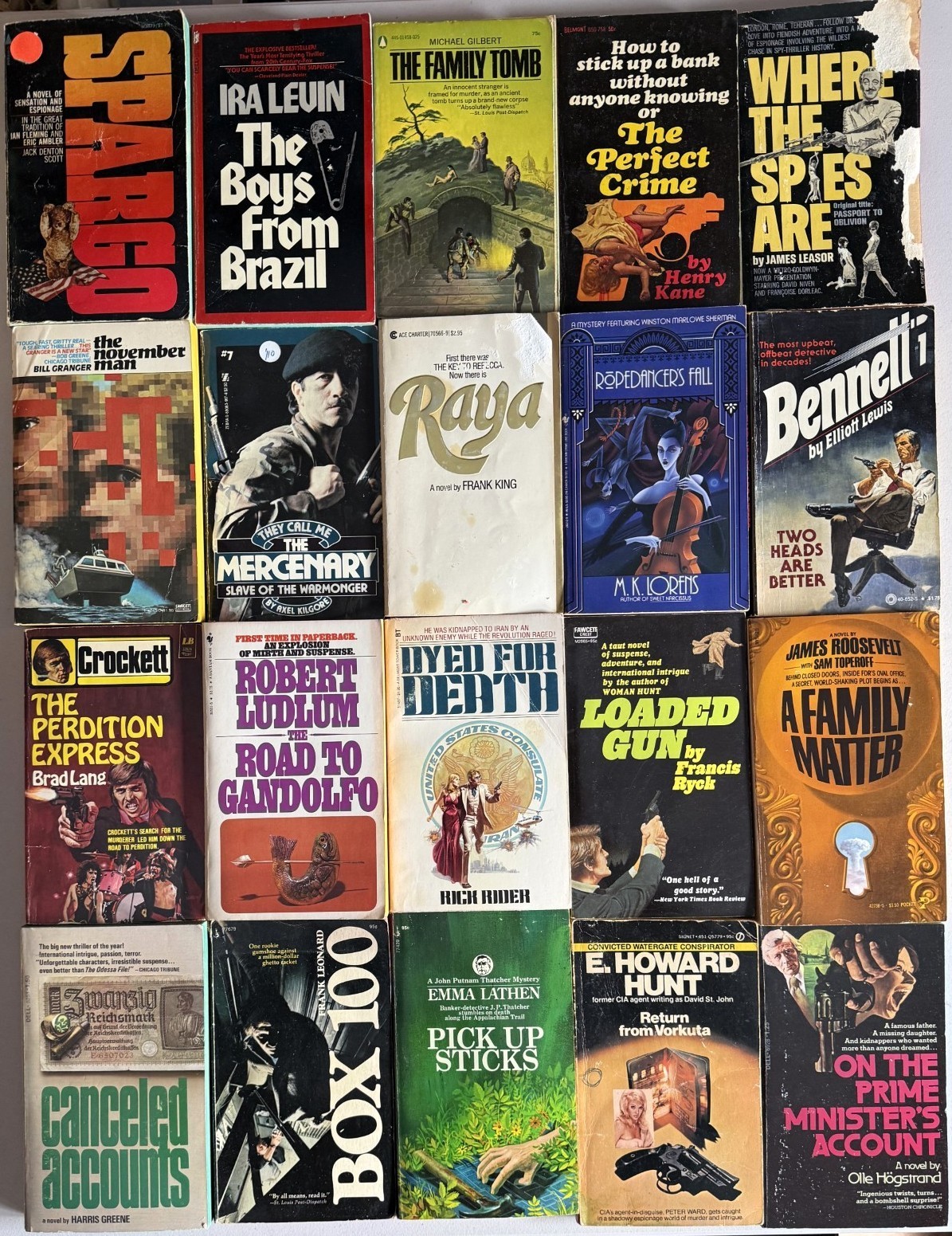 lot 22- 20 VINTAGE PAPERBACKS – action thriller espionage mystery