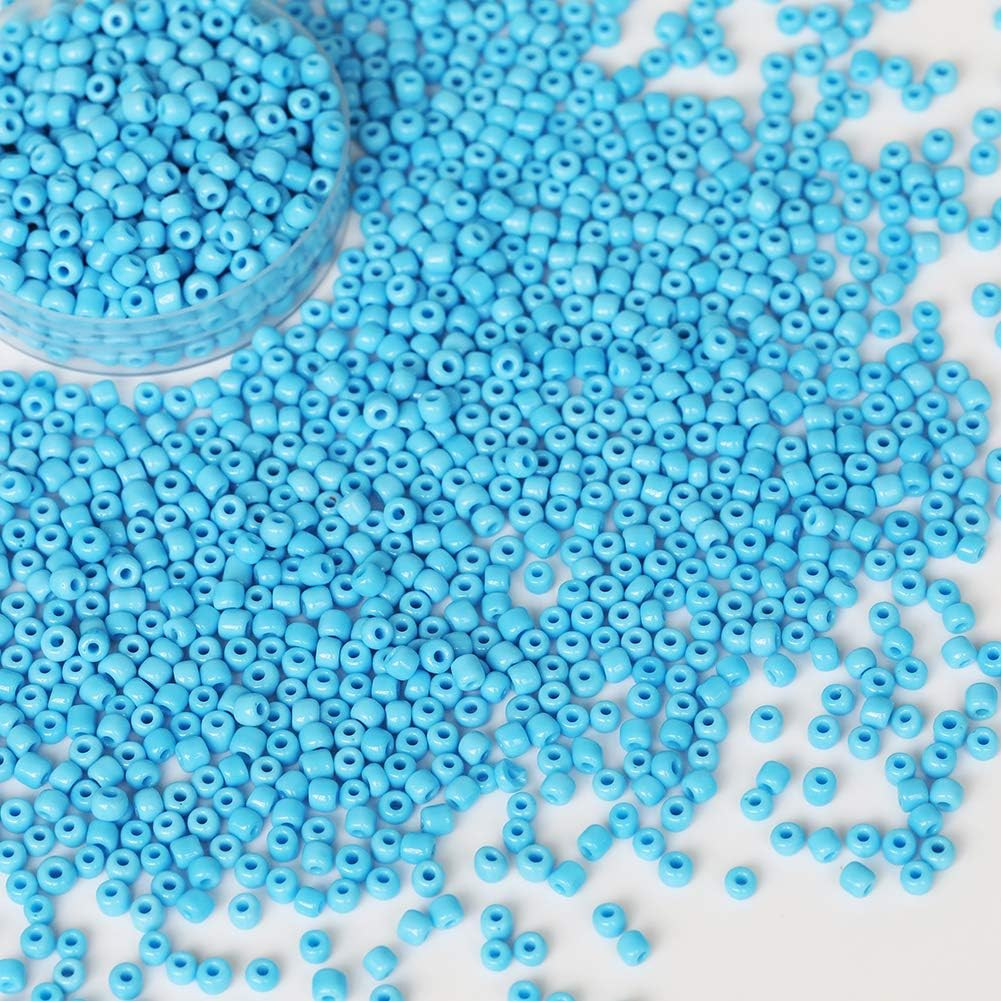 Opaque Light Blue Color 4mm Seed Beads About 1200pcs/100Grams in Bag, 6/0 Glass