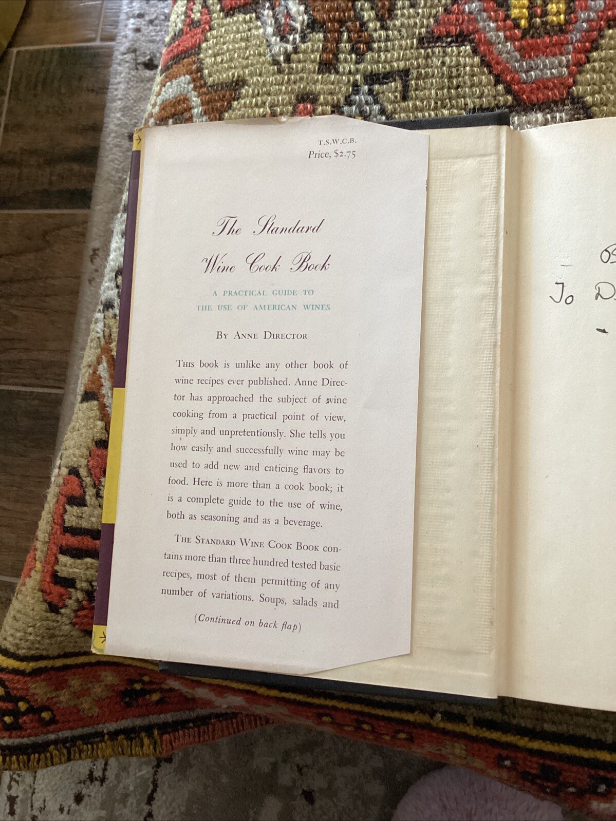 VTG ANNE DIRECTOR / THE STANDARD WINE COOK BOOK / FIRST EDITION, 1948 Anne