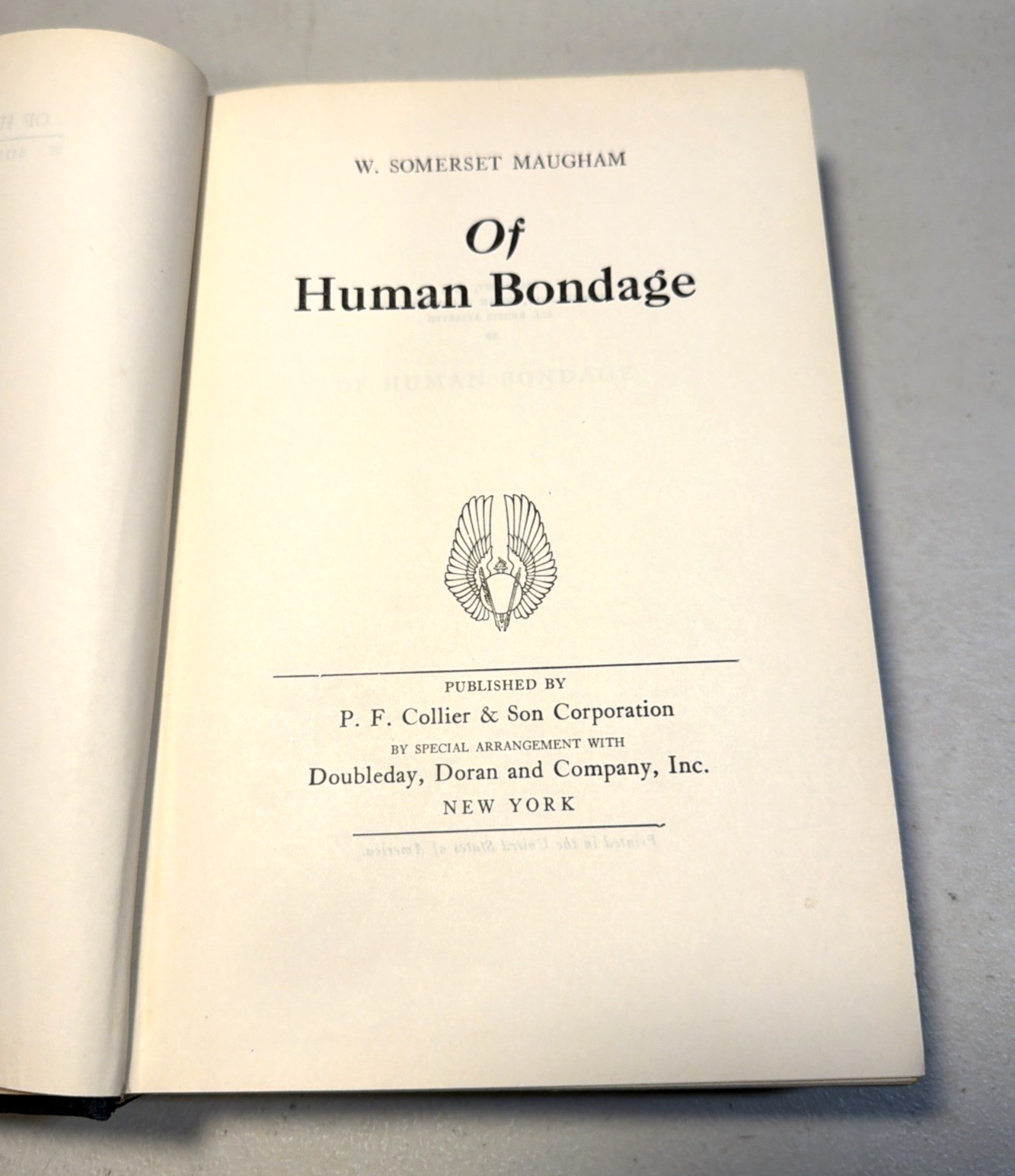 1915 “OF HUMAN BONDAGE” HC book, by W. Somerset Maugham RARE