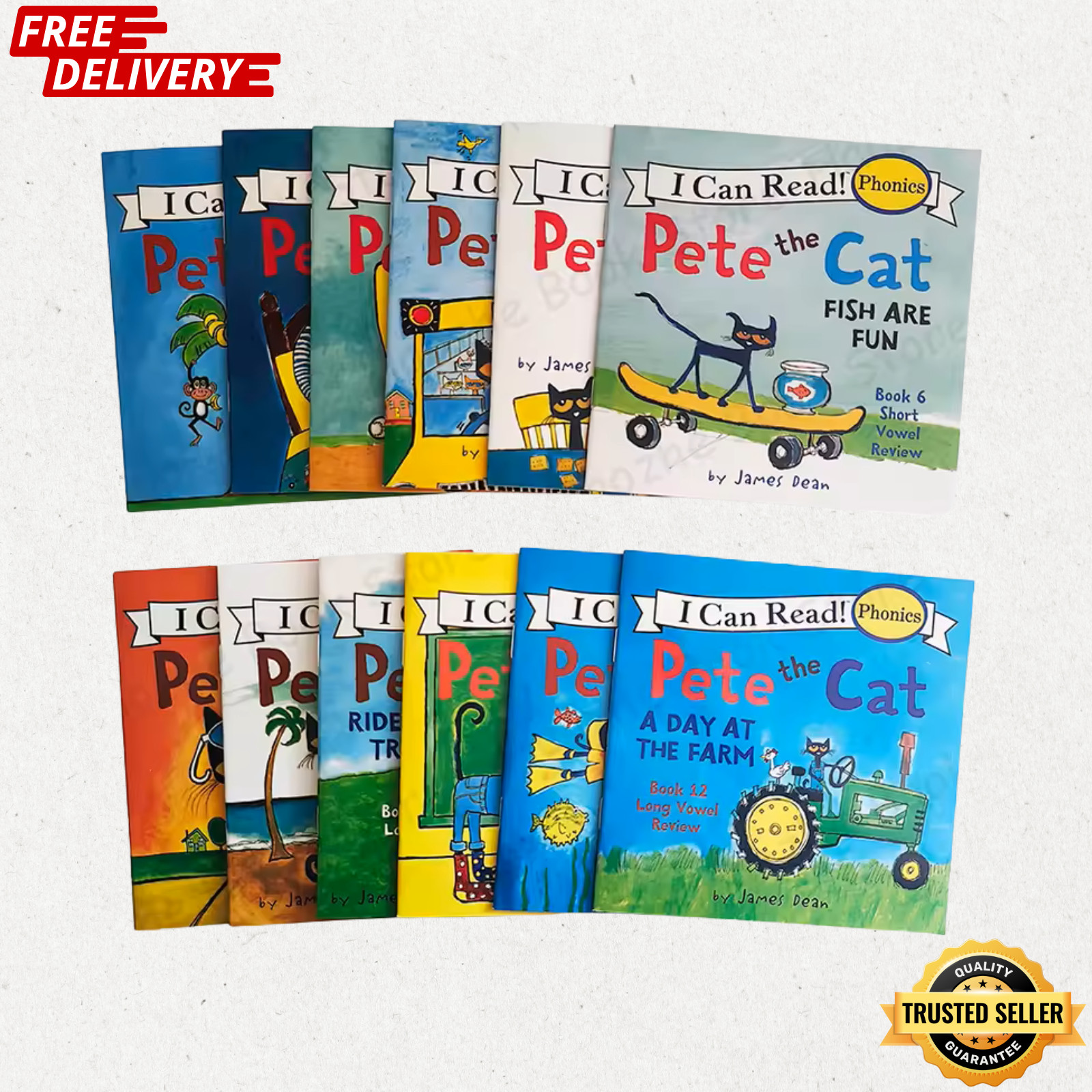 Pete the Cat Phonics I Can Read Level 1 Decodable Books Set Lot of 12 NEW