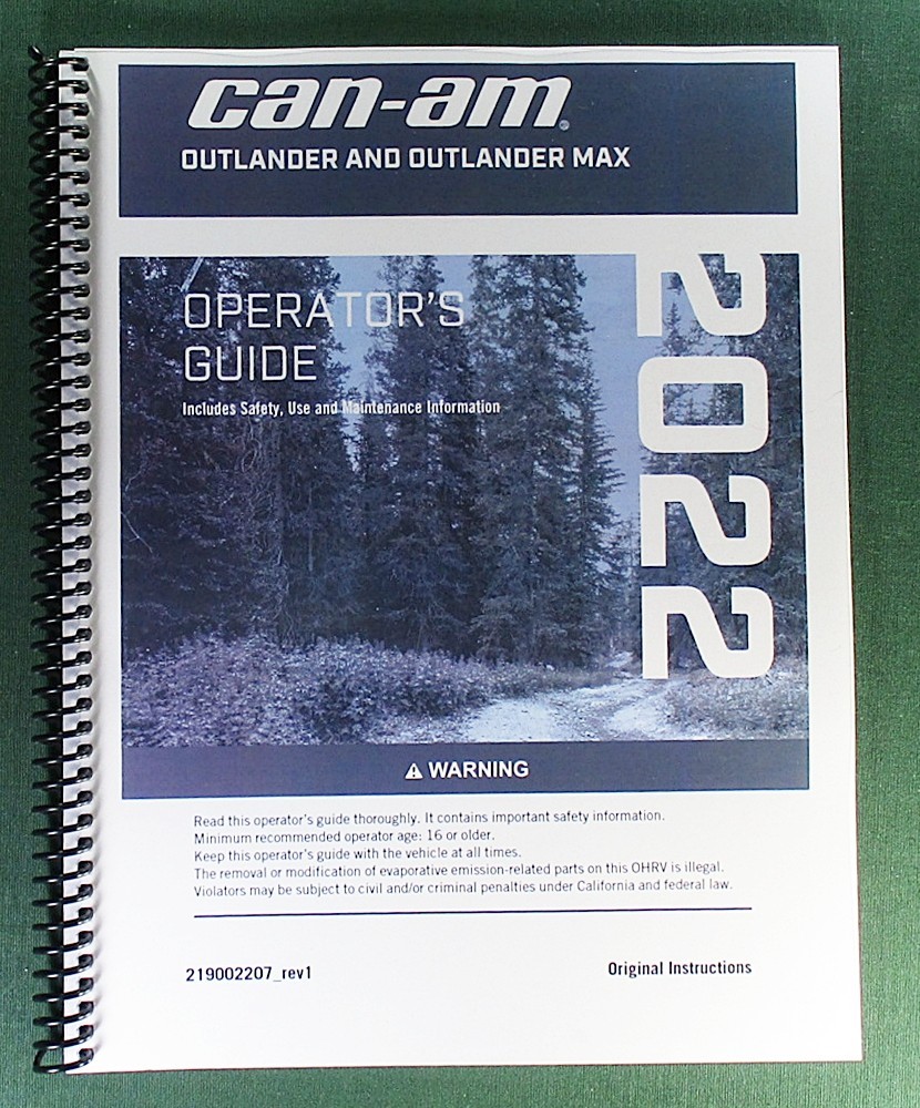 2022 Can-Am Outlander MAX 650 XT Owner’s Manual: 260 Pages & Protective Covers