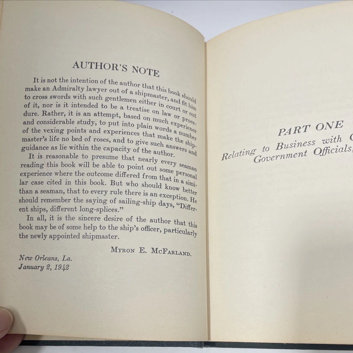 Ship’s Business By Captain Myron McFarland Copyright 1942 Hardcover Dust Cover