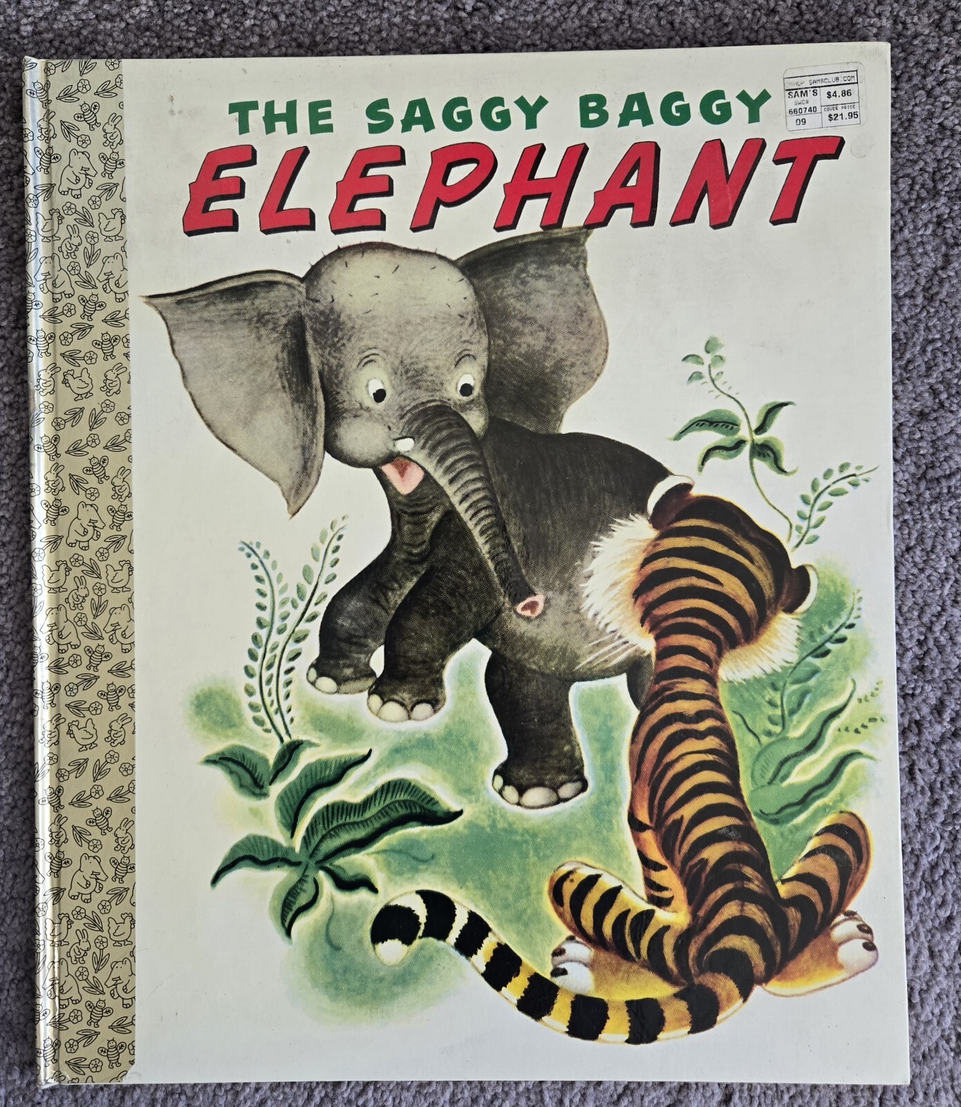 2 Giant Little Golden Books, Saggy Baggy Elephant, Tawny Scrawny Lion, 13.5×16″