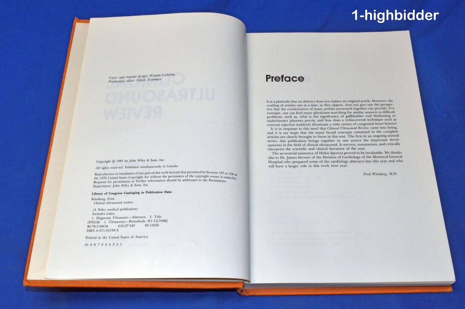 1982 Clinical Ultrasound Reviews, Vols 1 & 2 Winsberg Stewart, Wiley Medical Set