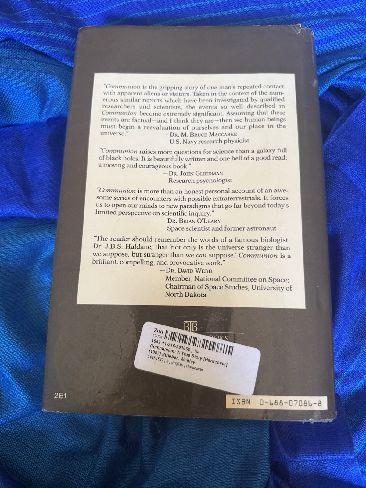 Communion | A True Story | by Whitley Strieber | 1987 UFO Aliens 1st Ed HCDJ