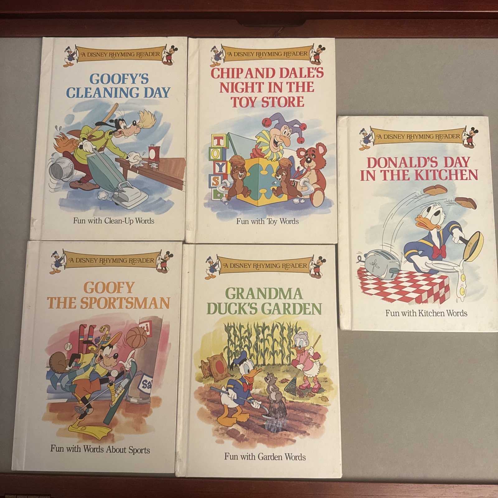Vintage Disney Rhyming Reader Lot of 5 Books Donald Goofy Chip Dale Grolier 1988