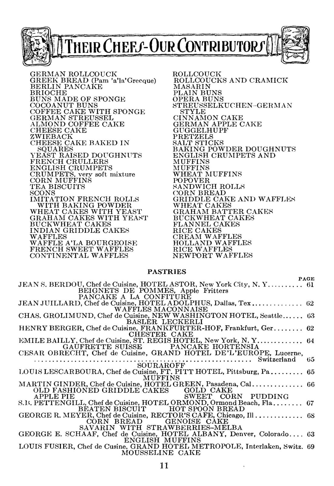 1913 Bread and pastry recipes of th Of The World Famous Chefs Cook Book 80 Pages