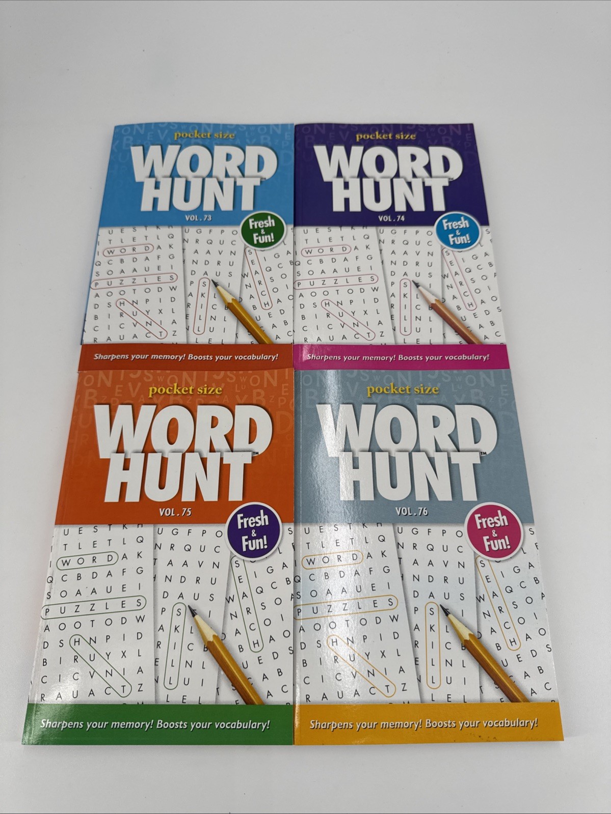Lot Of 4 Papp Word Hunt Word Search Pocket Size Books NEW vol. 73-76