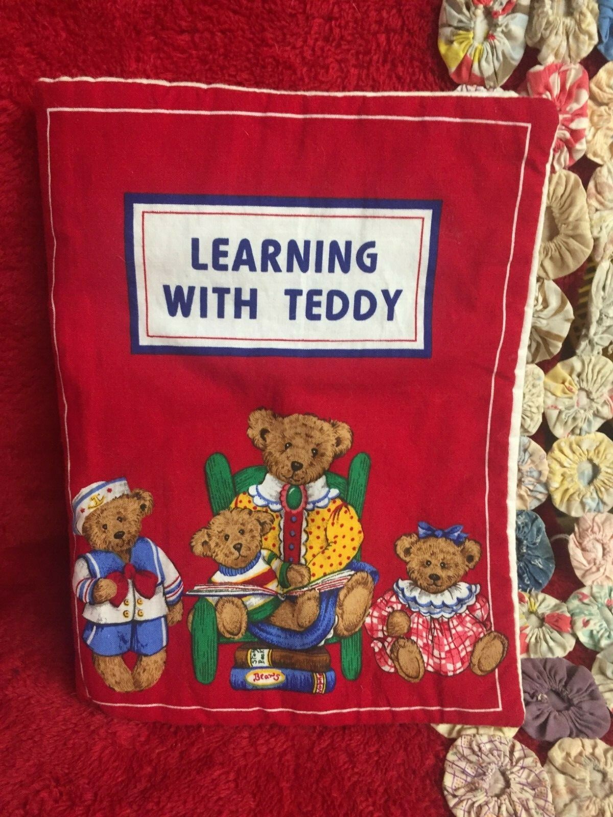 Quilted Learning with Teddy Soft Book ABCs Letters Numbers Learning Book
