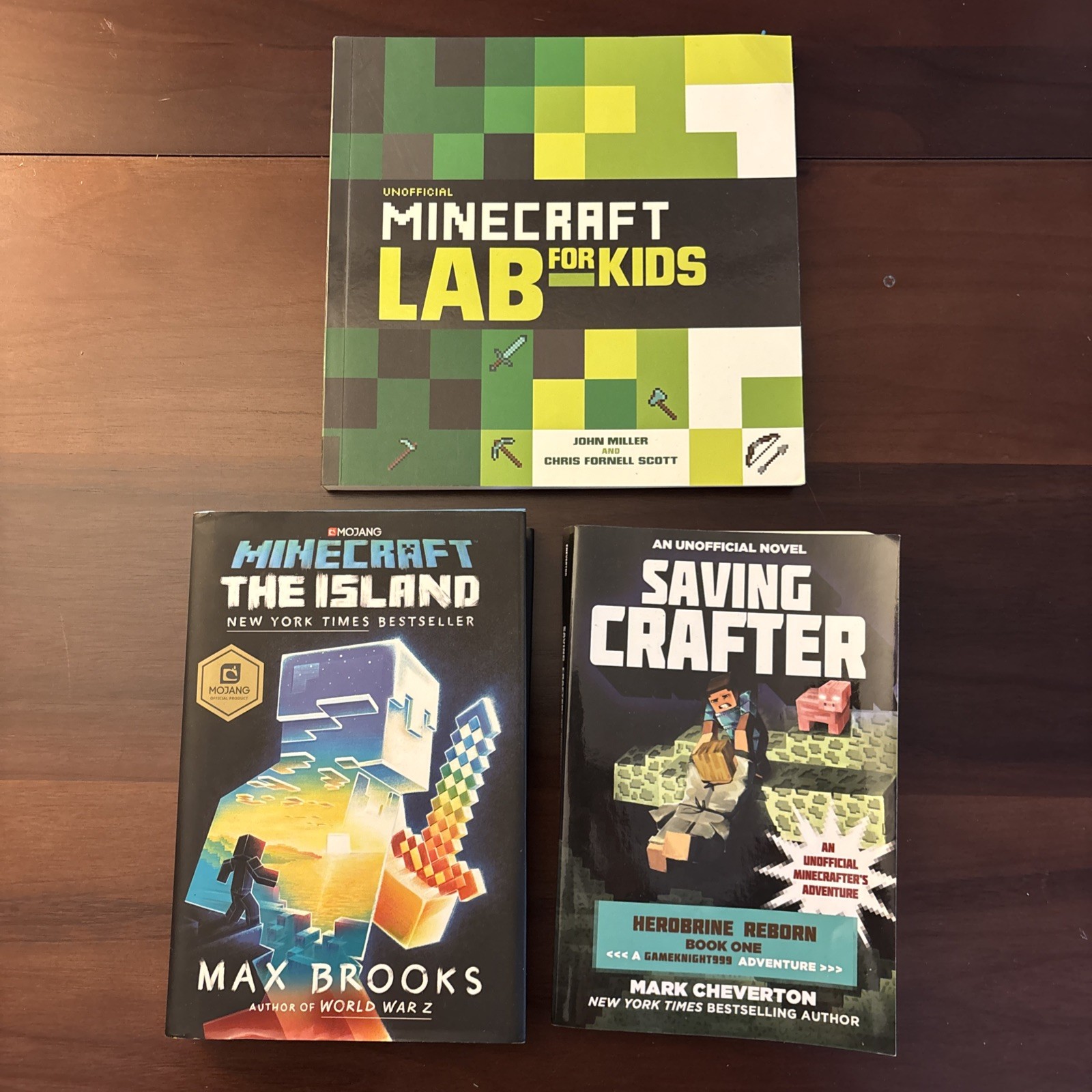 Lot Of 3 Minecraft Books Excellent Condition! Saving Crafter, The Island, More