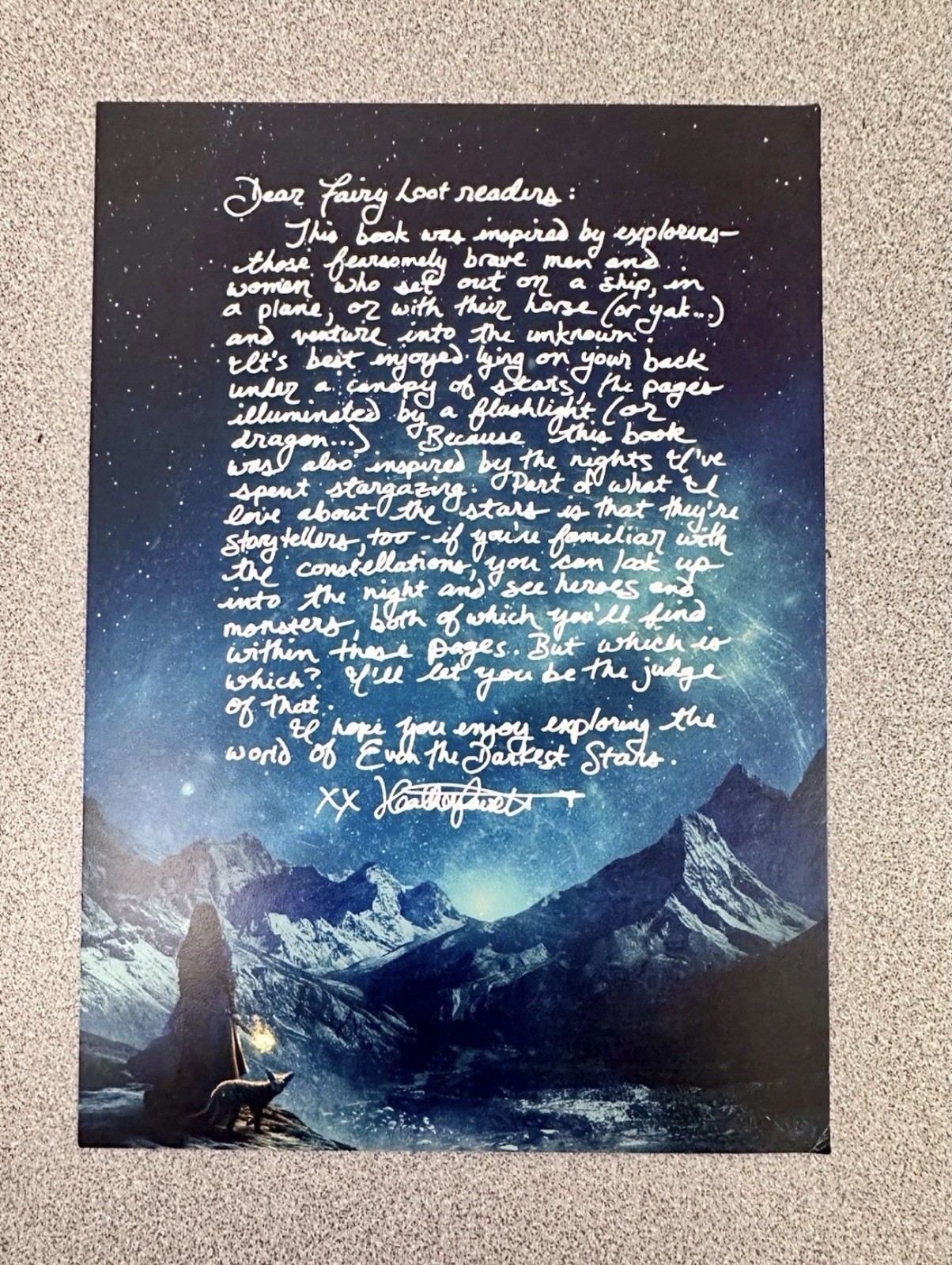 Signed First Edition- Even The Darkest Stars- Fairyloot Note