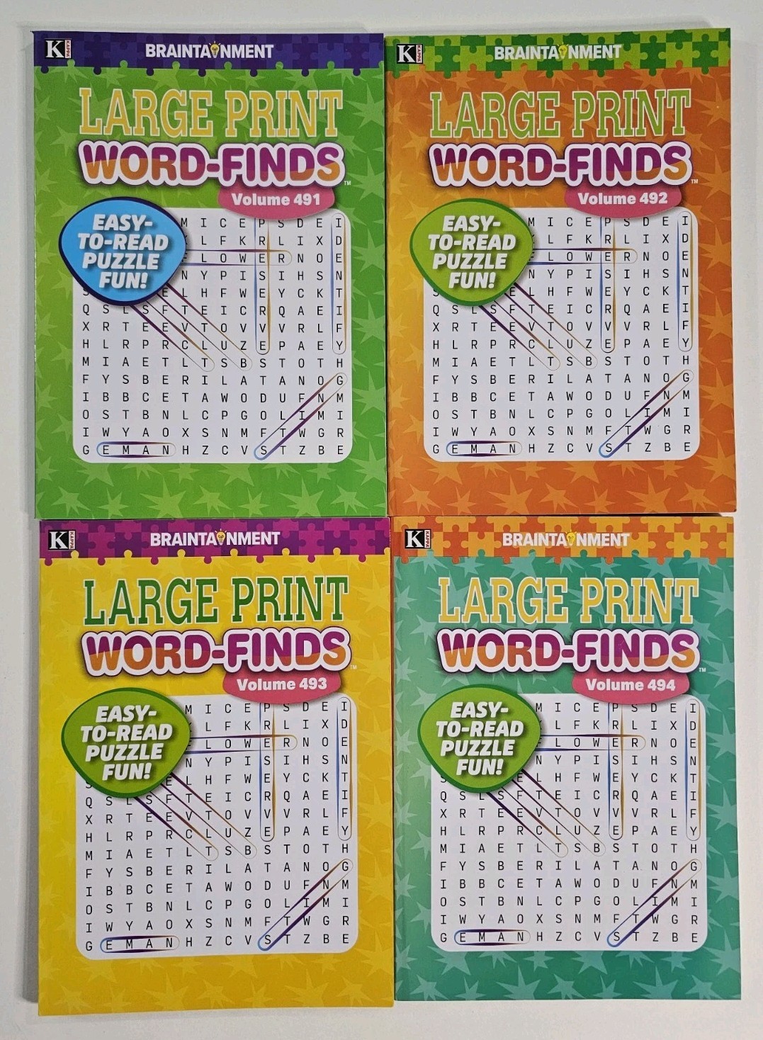 4 New Large Print Word-Finds Puzzle Books Kappa Games Vol #491-494~ Search,Hunt