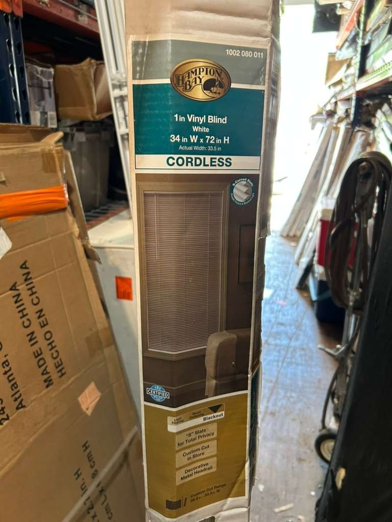 Hampton Bay Cordless Blackout Mini Blind Vinyl White 1″ x 23″ x 48″ 1 Pack