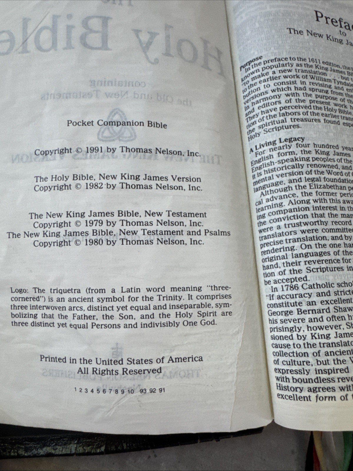 NKJV Pocket Companion Bible by Thomas Nelson #1496S Red Letters Worn Leather