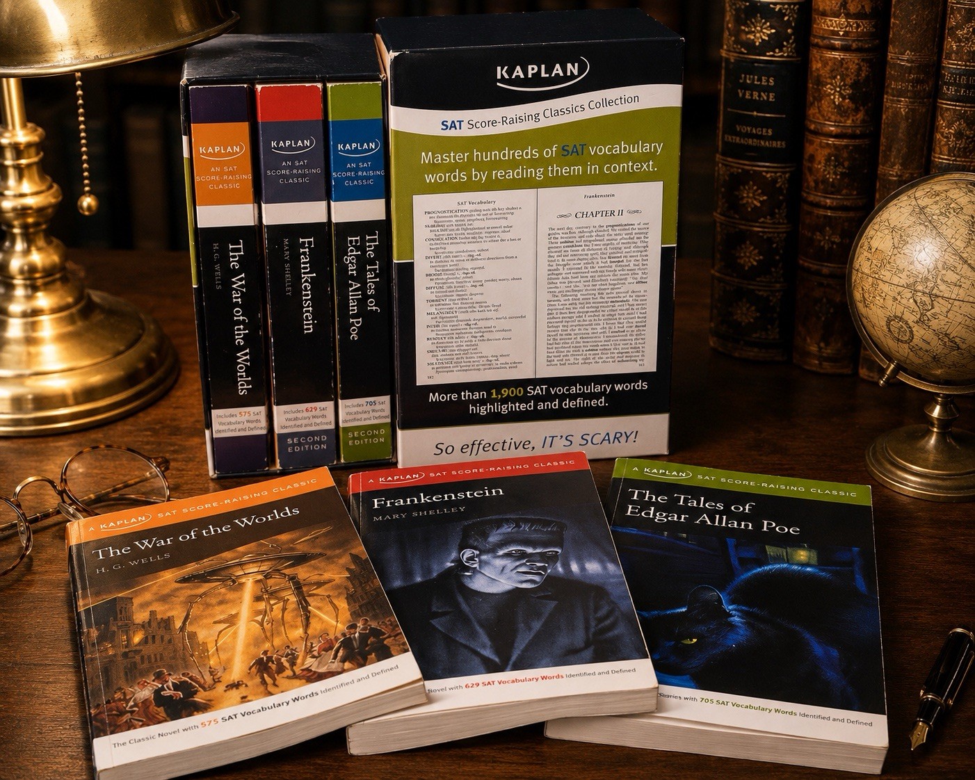 Kaplan SAT Score-Raising Classics Box Set Frankenstein Poe War of the Worlds