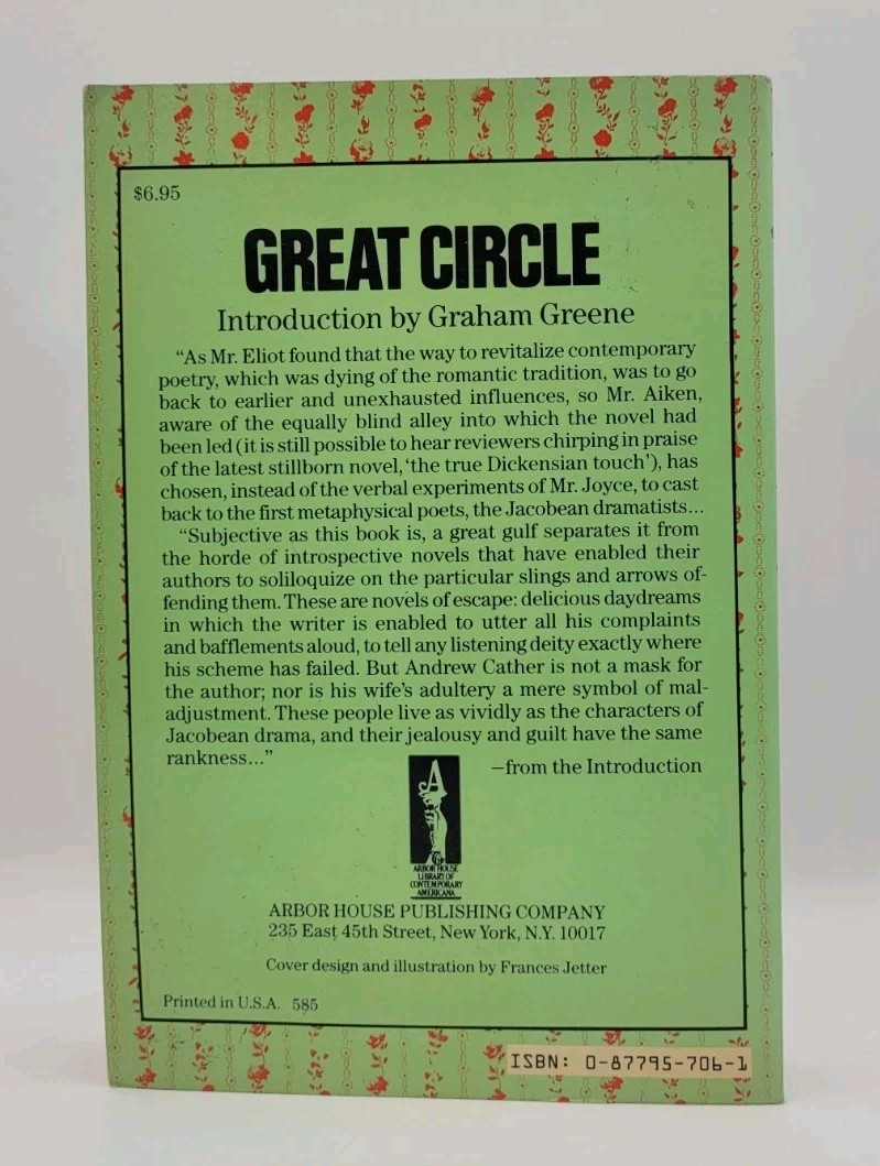 Great Circle by Conrad Aiken 1st Edition Arbor House PB Graham Greene NEAR FINE