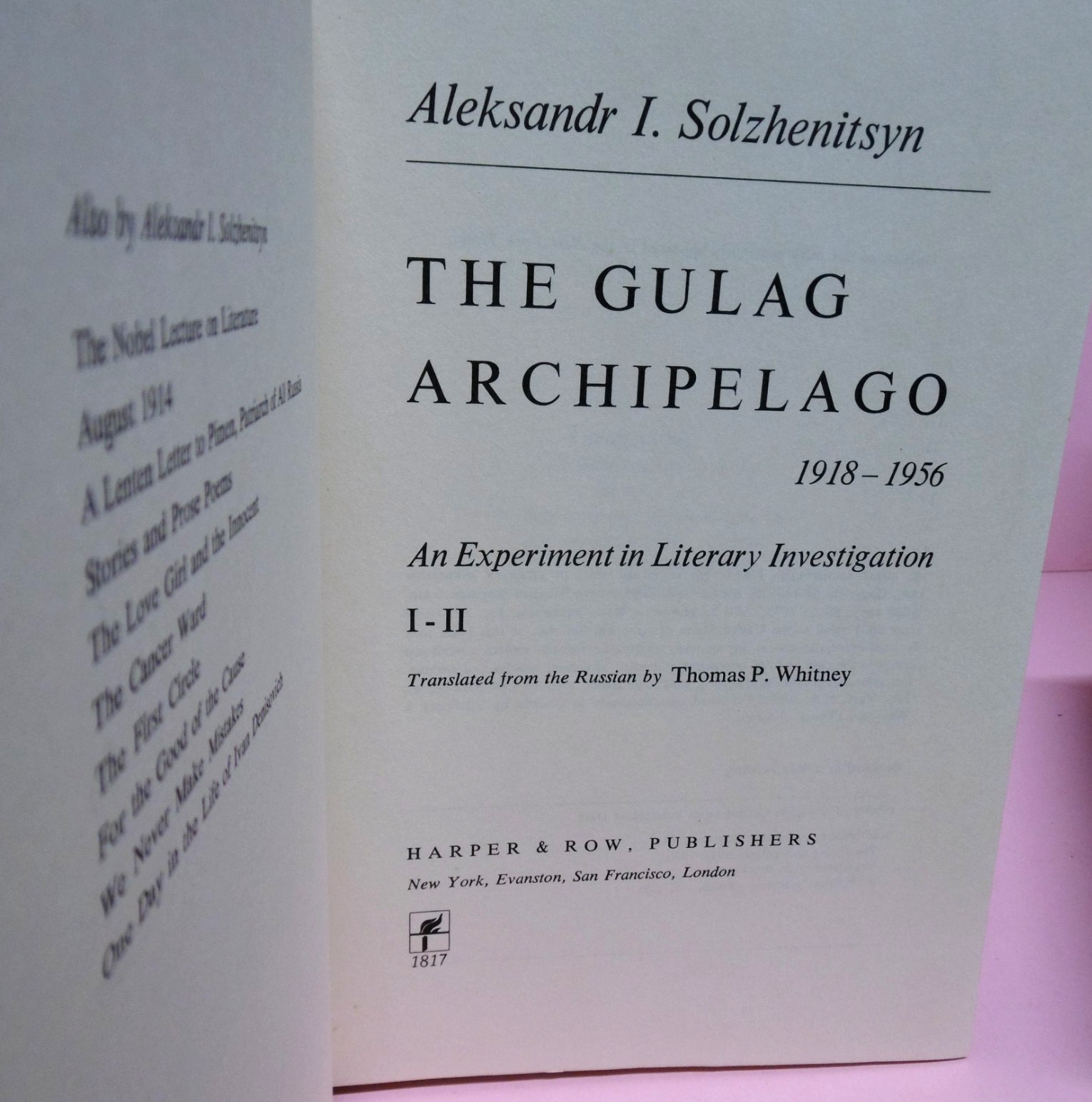 The Gulag Archipelago Set Vol. 1 & 2 by Aleksandr I. Solzhenitsyn 1st Edition