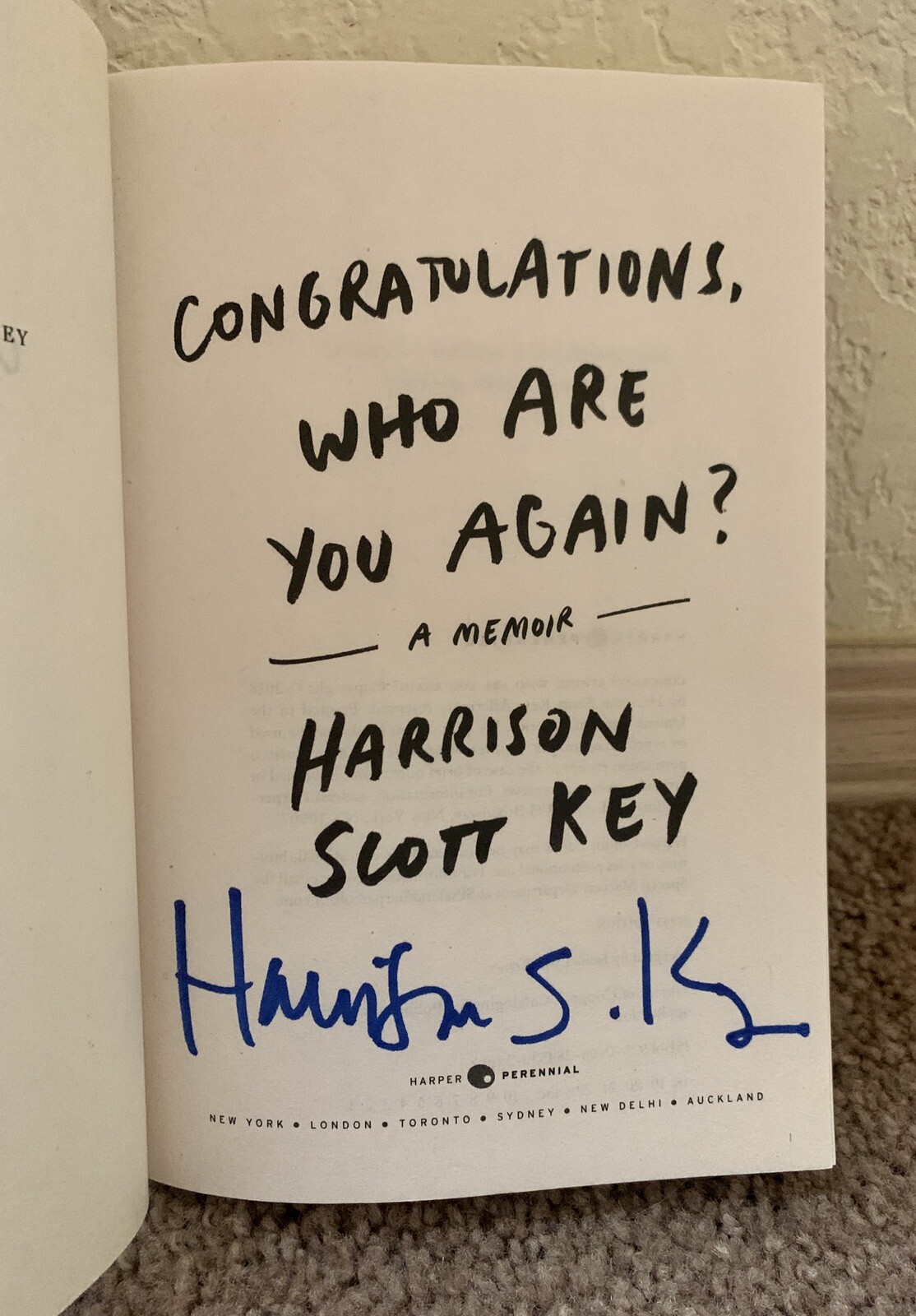 Congratulations, Who Are You Again? – Harrison Scott Key (2018 PB) – Signed!