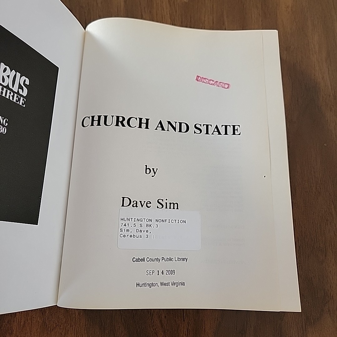 Dave Sim Church and State 1987 Paperback Book 10th Printing