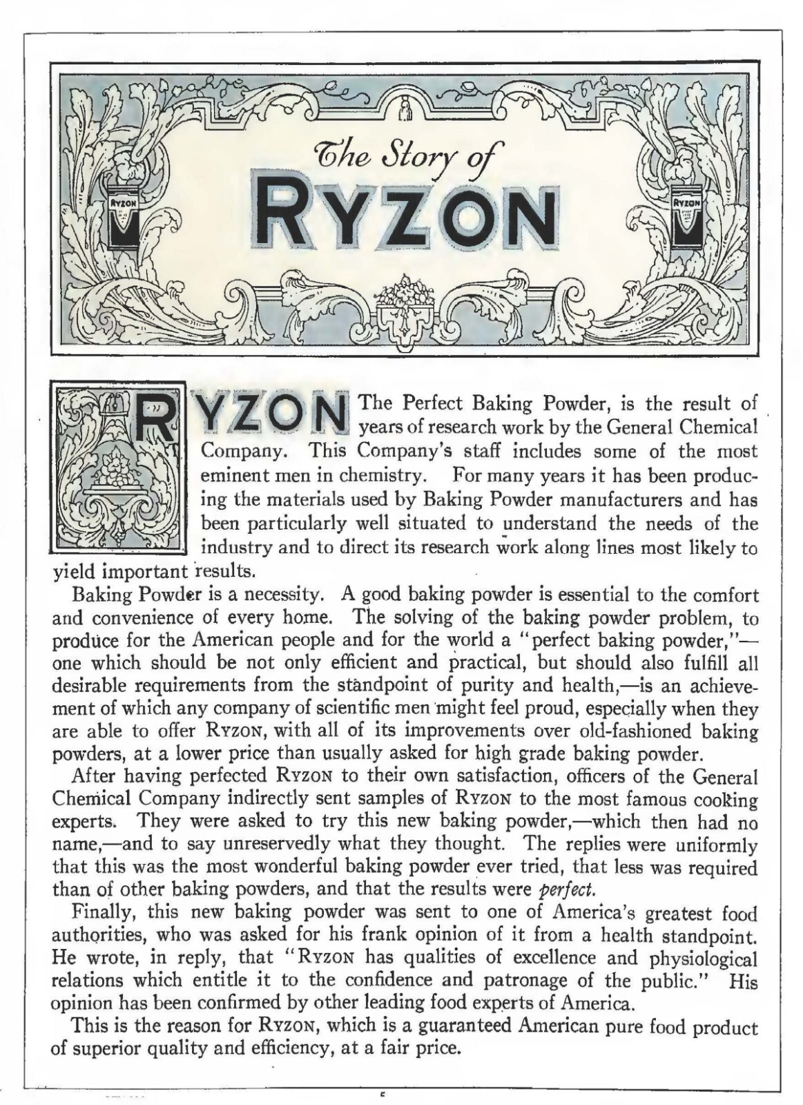 1917 Ryzon baking Cook Book 84 Pages