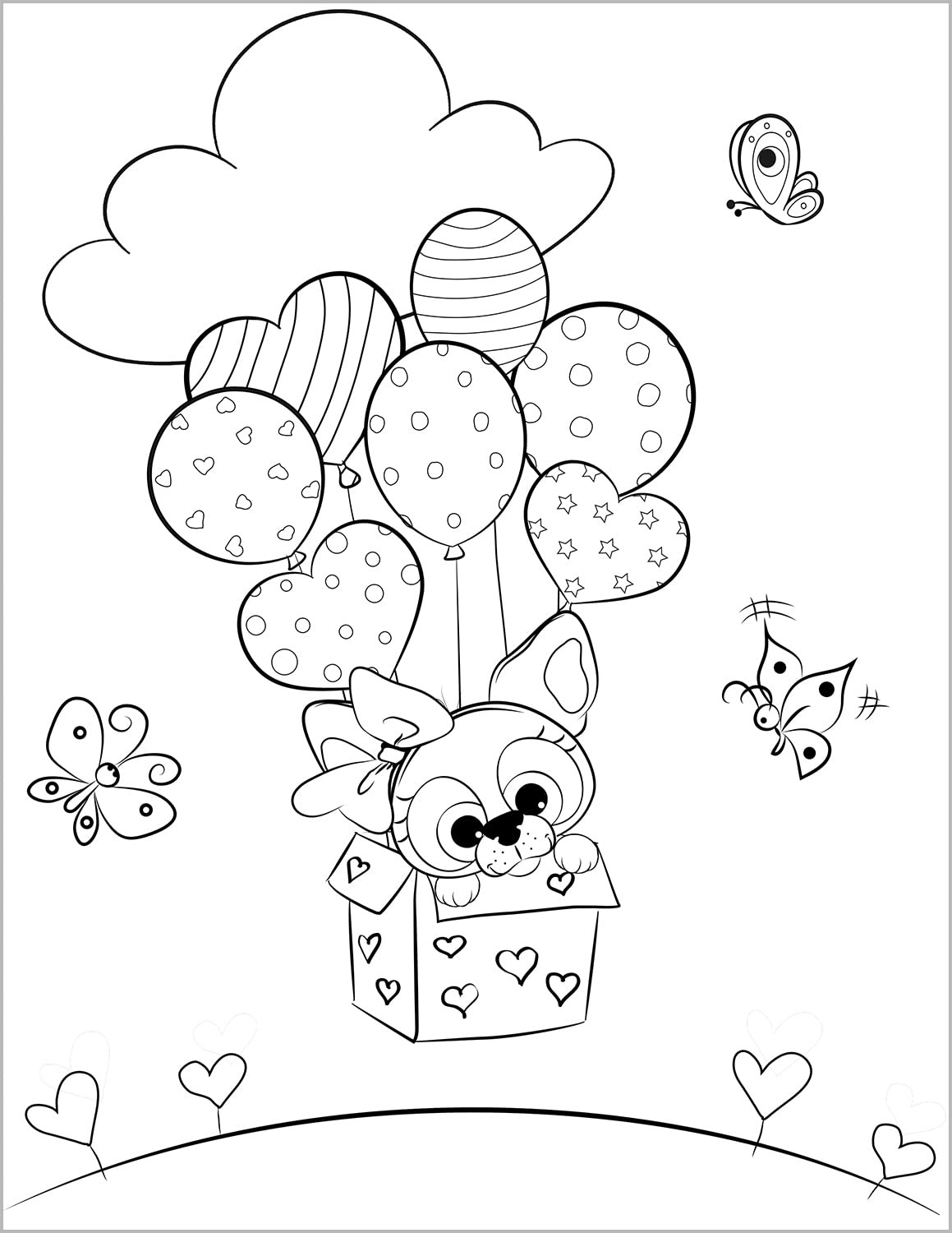 Cute Dogs Coloring Book for Kids Ages 4-8: Adorable Cartoon Dogs & Puppies