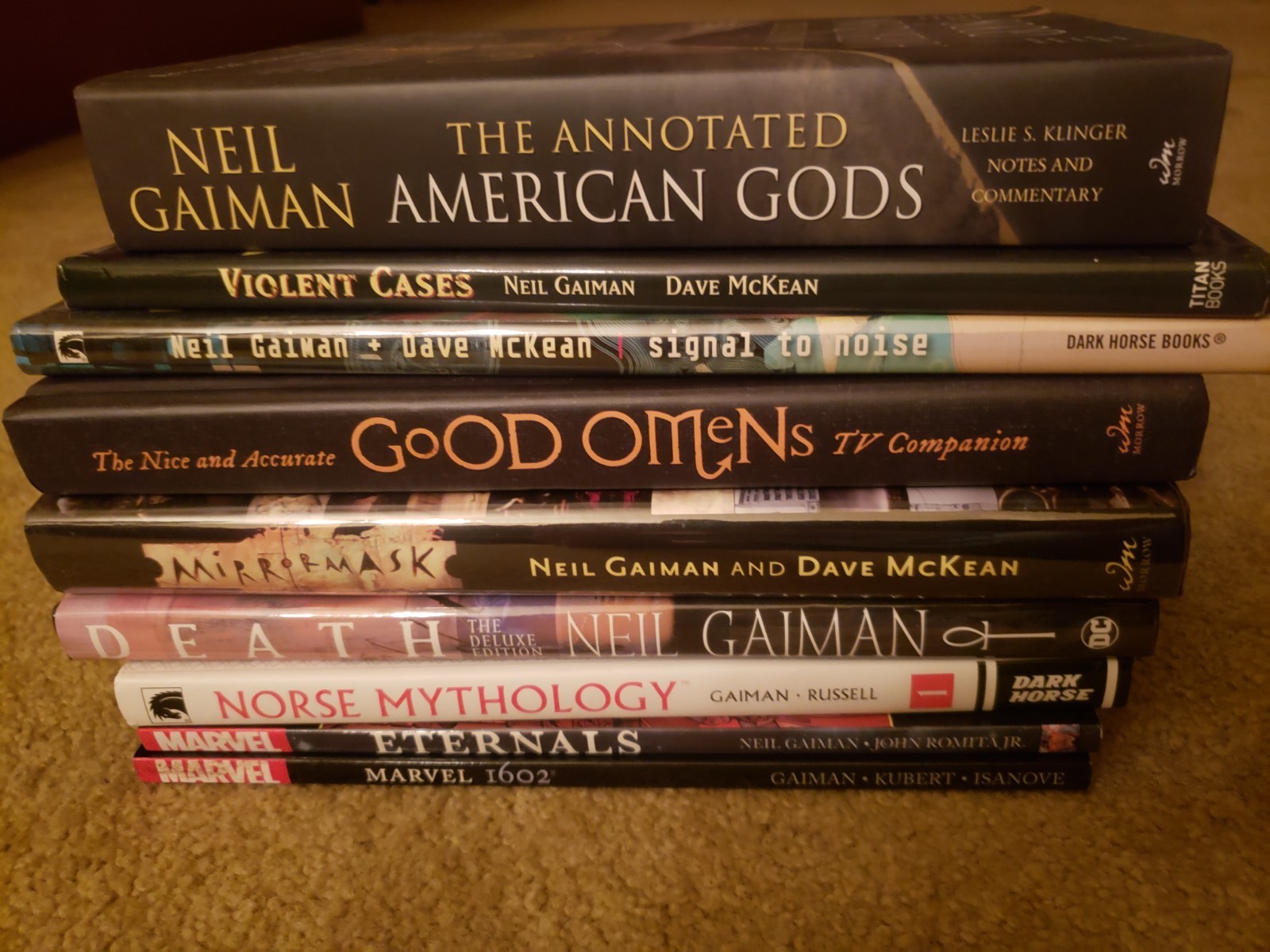 Neil Gaiman 9 Book Lot + tarot card set American Gods good omens + more