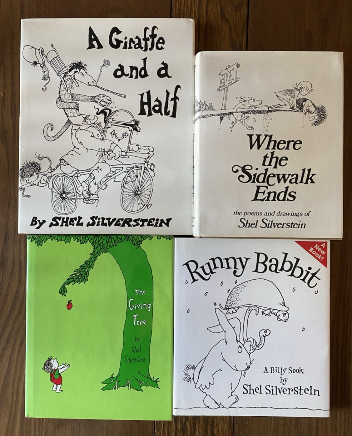 Shel Silverstein Lot of 4 Giving Tree Runny Babbit Giraffe Sidewalk Ends