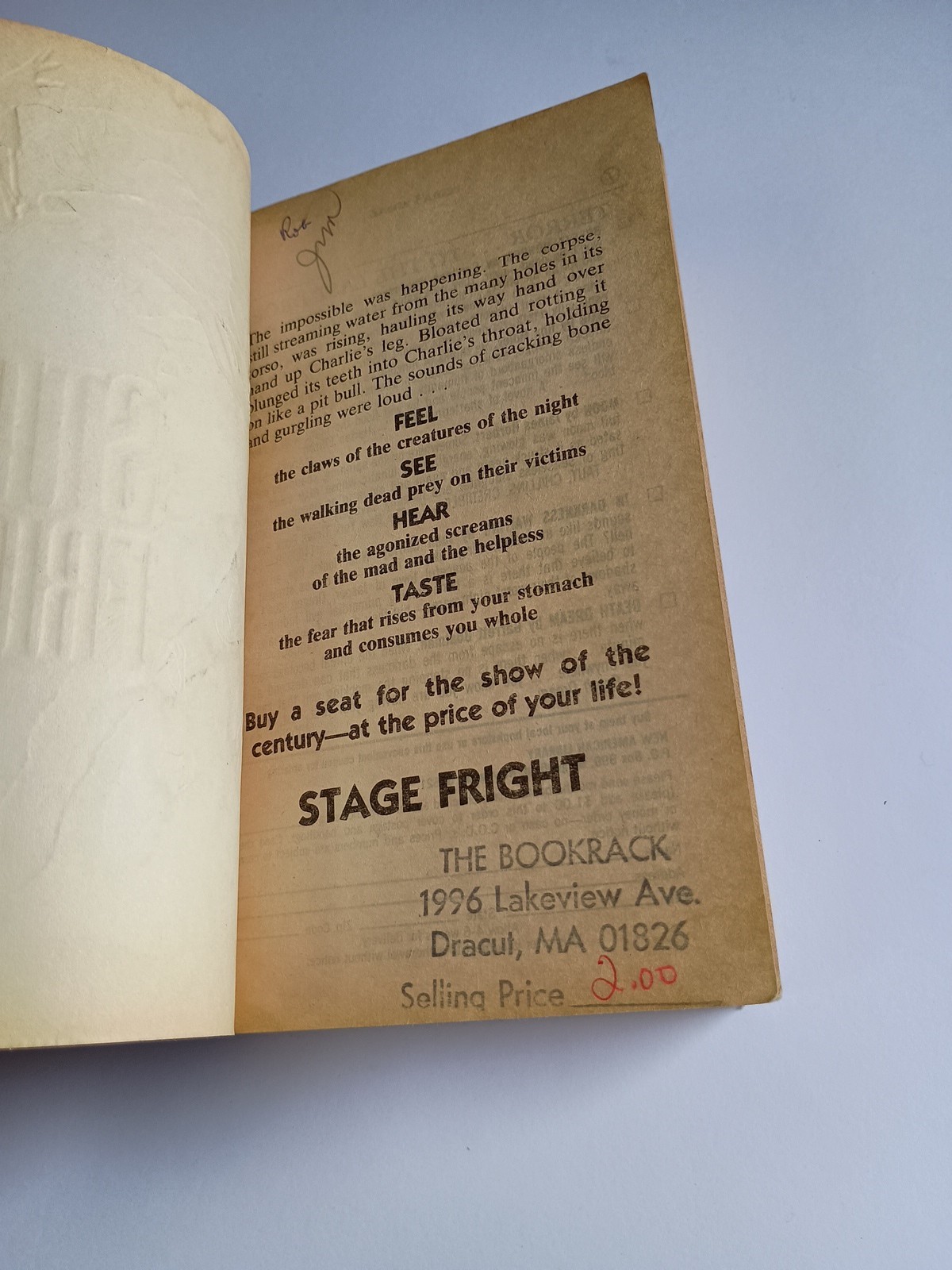Stage Fright by Garrett Boatman 1st Edition New American Library, 1988