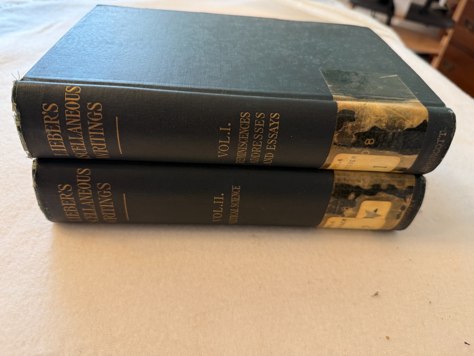 MISCELLANEOUS WRITINGS Francis Lieber HC Good 2 Vol Set Political Essays