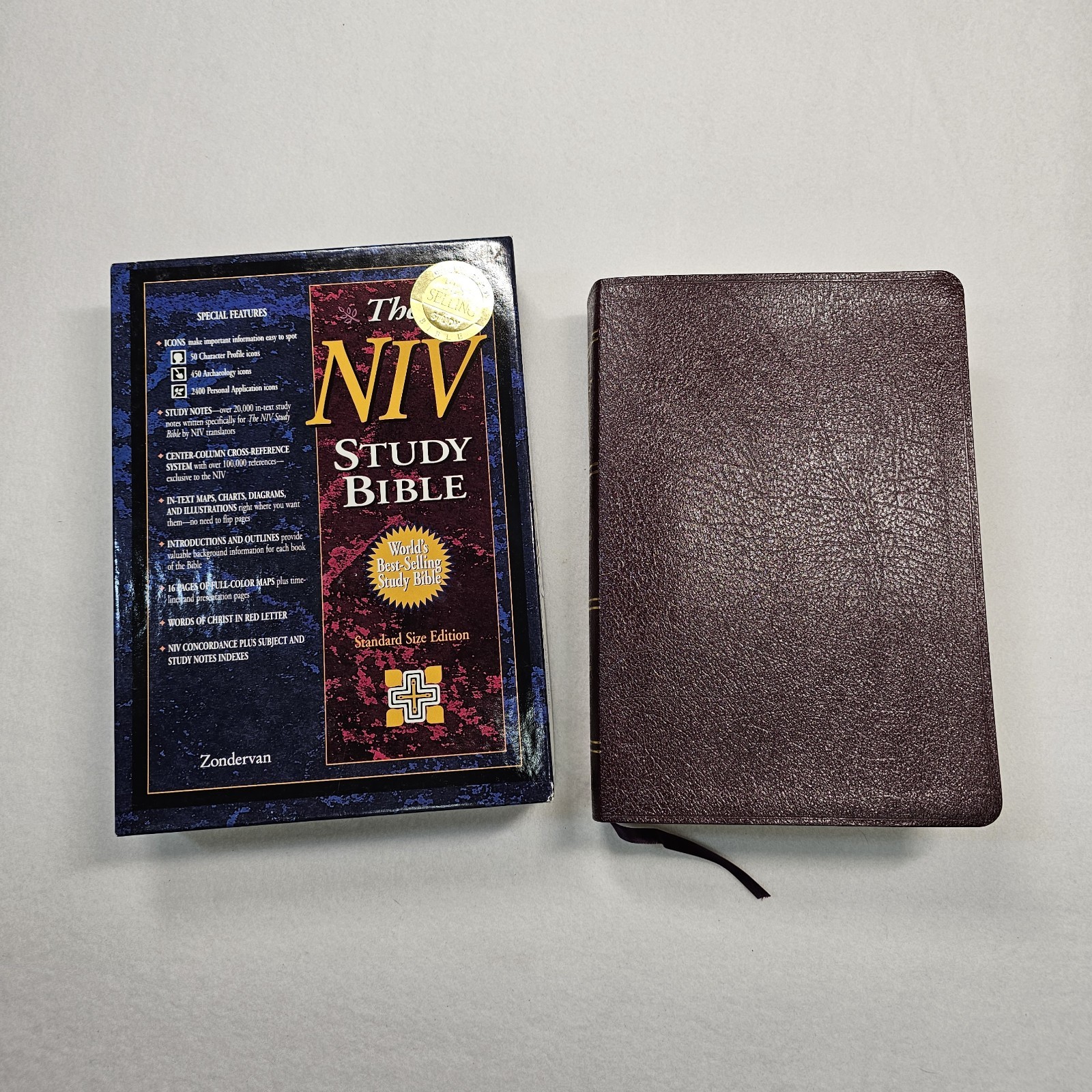 NIV Study Bible: 10th Anniversary Burgundy Bonded Leather (1995, Zondervan)