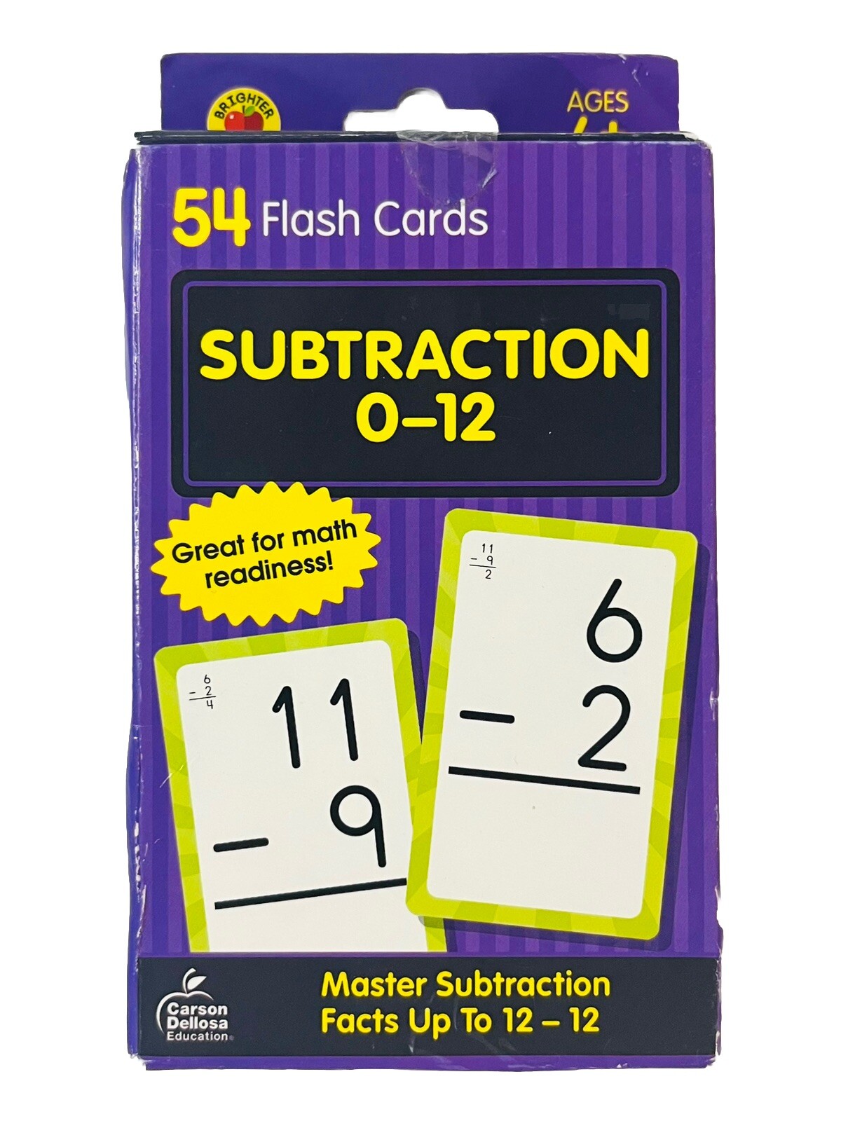 Brighter Child Subtraction 0-12 Flash Cards, 54 Cards ~ Grades 1-3, Age 6+ NEW