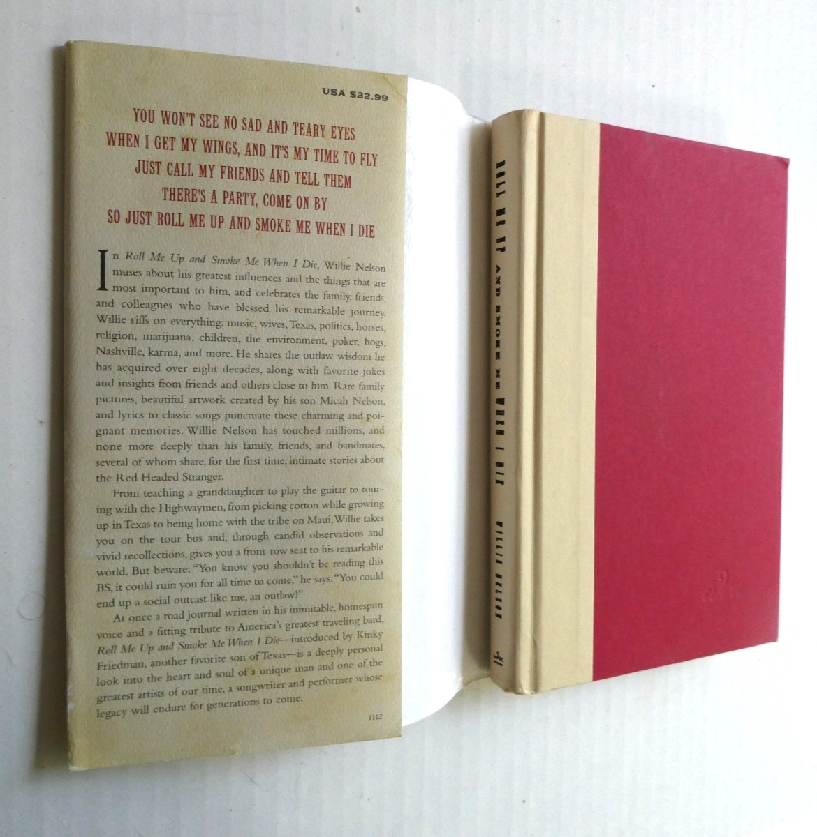 Willie Nelson Double Facsimile Signed Roll Me Up & Smoke Me 1st Ed 10th Printing