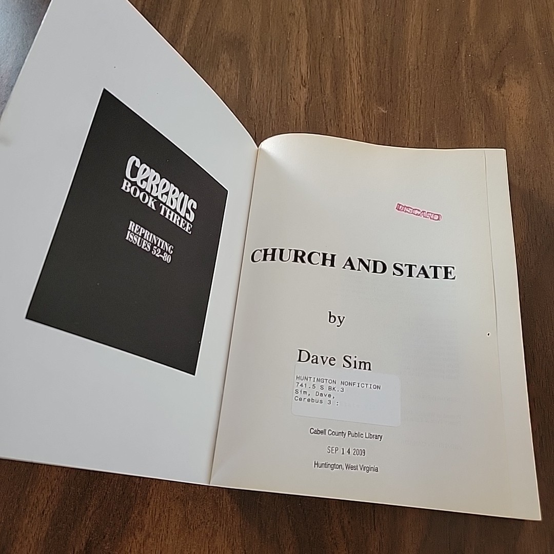 Dave Sim Church and State 1987 Paperback Book 10th Printing