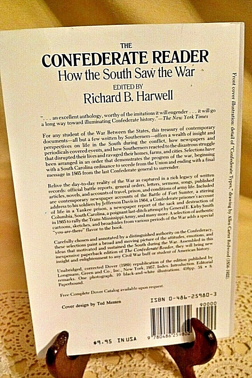CONFEDERATE READER HOW THE SOUTH SAW THE WAR RICHARD HARWELL DOVER 1989 CIVIL.