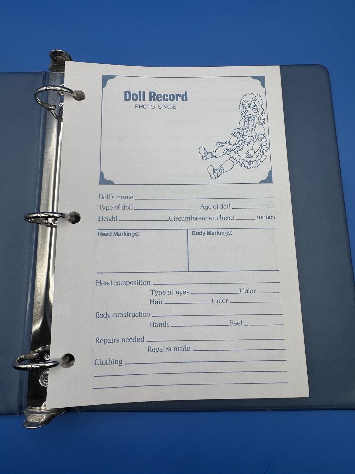 1983 Rosamond Studios DOLL RECORD BOOK Hardcover Doll List w/ Details 68 pages