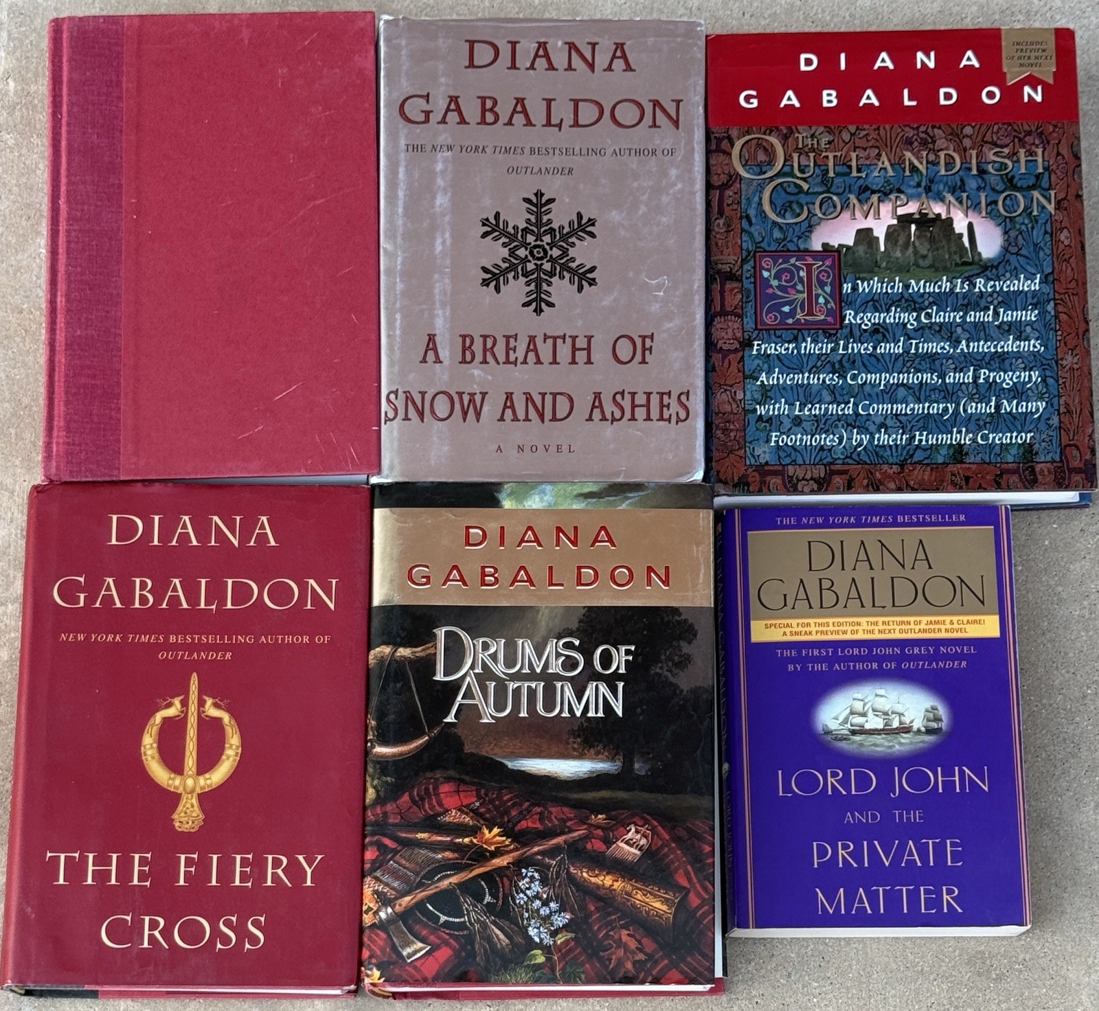 Diana Gabaldon Lot Of 6 Books 5 Hardcover & 1 Paperback – 2 Drums Of Autumn