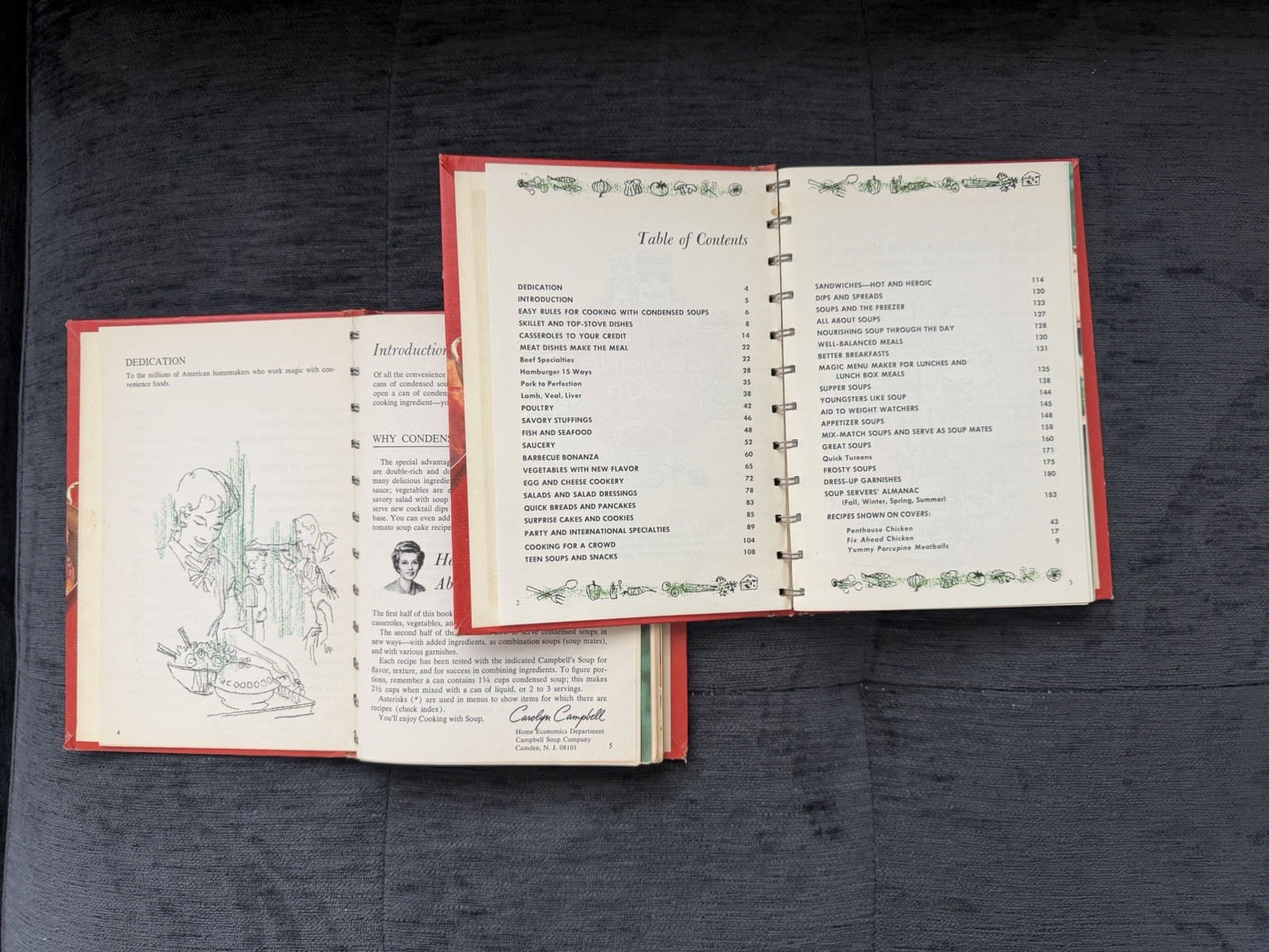 Vintage 1972 Campbell Cookbook Cooking With Soup Spiral bound Cookbook Lot Of 2