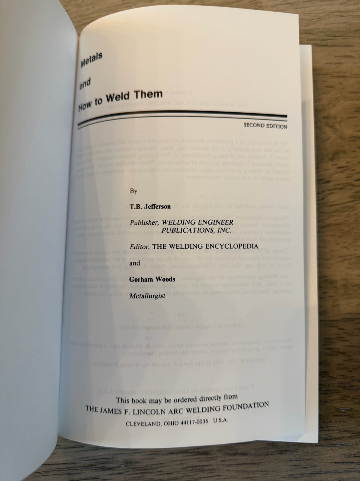 Metals and How to Weld Them Hardcover Book Second Edition 392 Pages 1990