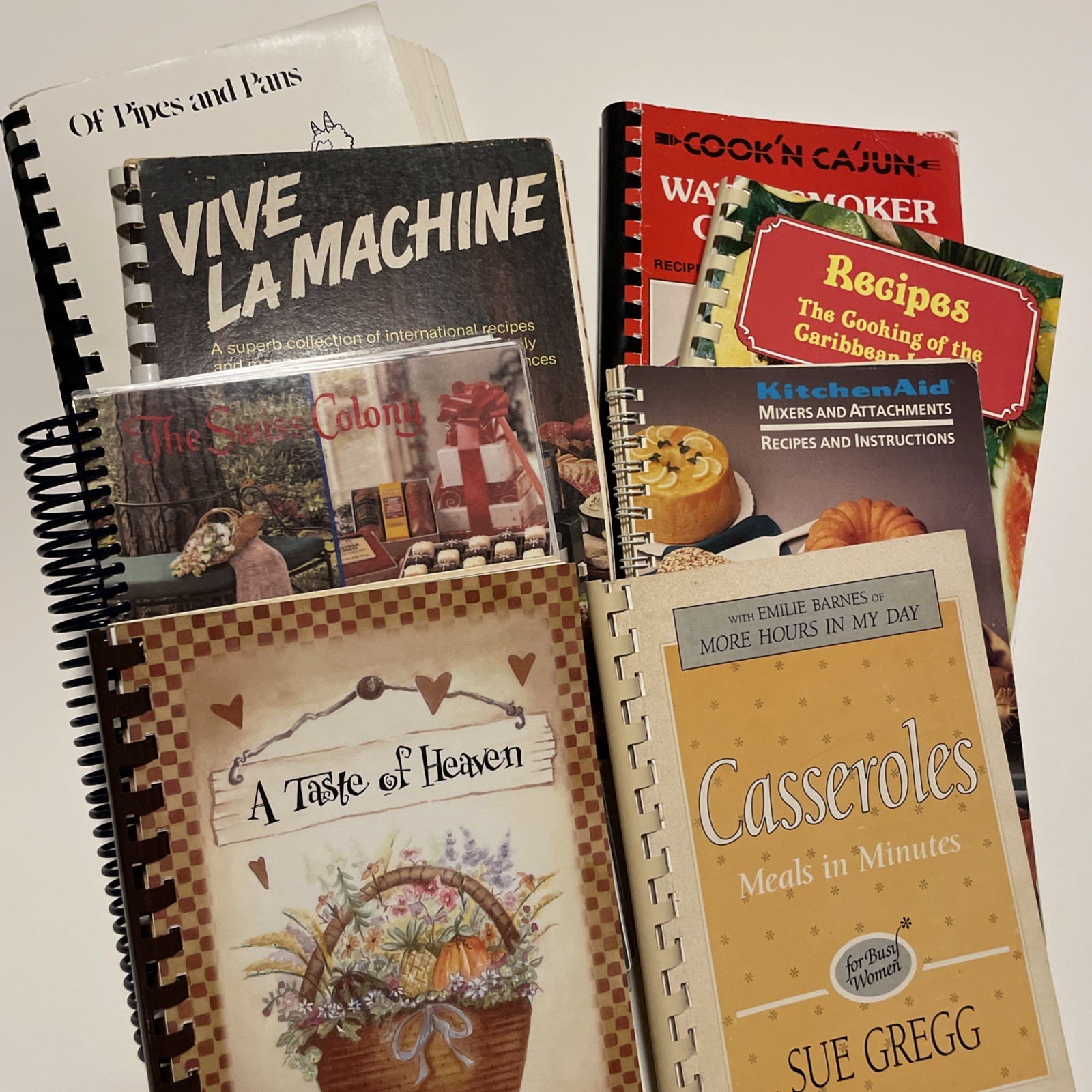 LOT OF 8 COOKBOOKS Vintage Spiral Bound Recipe Collection Cajun Caribbean Church