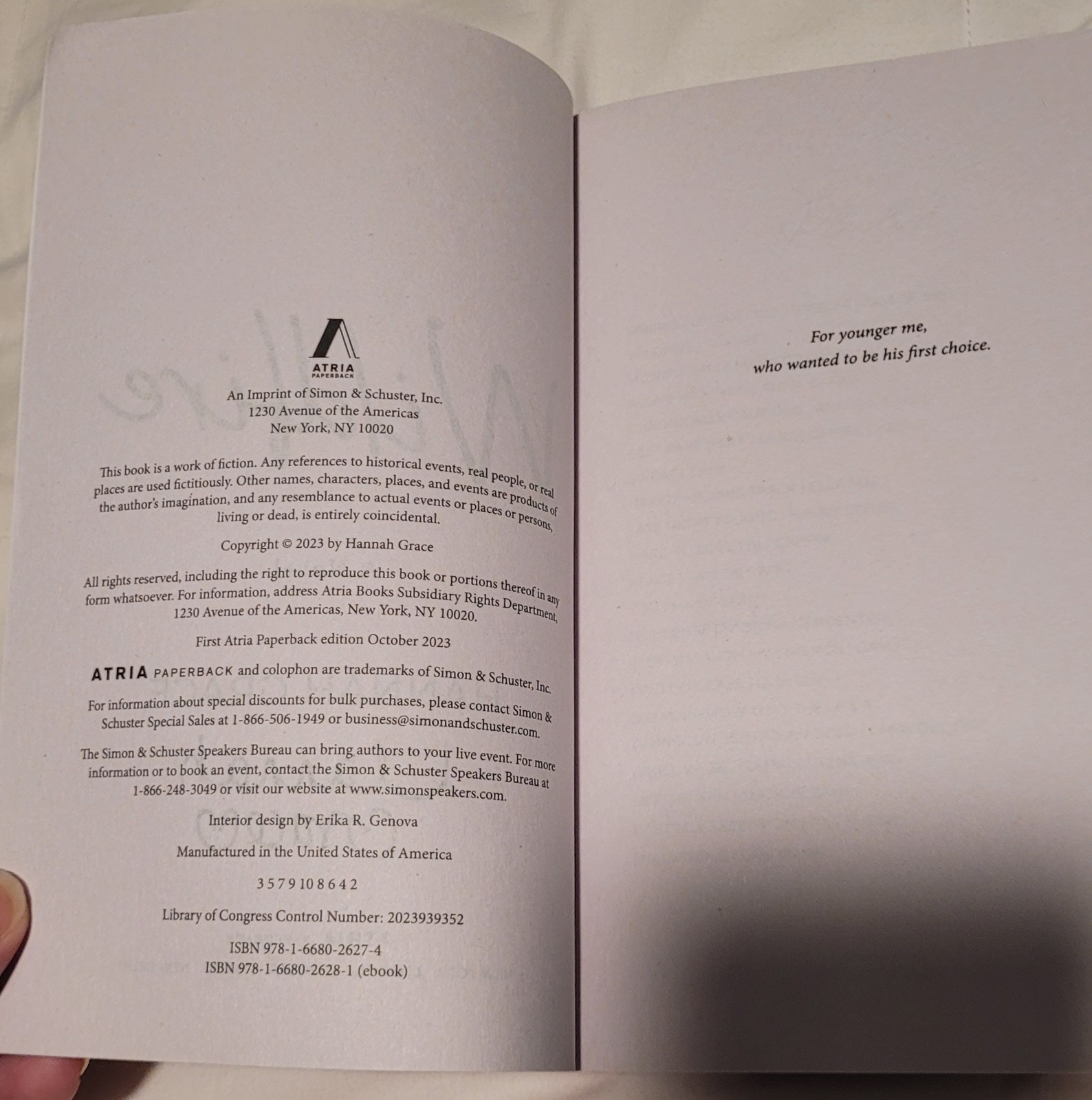 SET Hannah Grace Icebreaker & Wildfire Signed First Atria Edition Paperback Book
