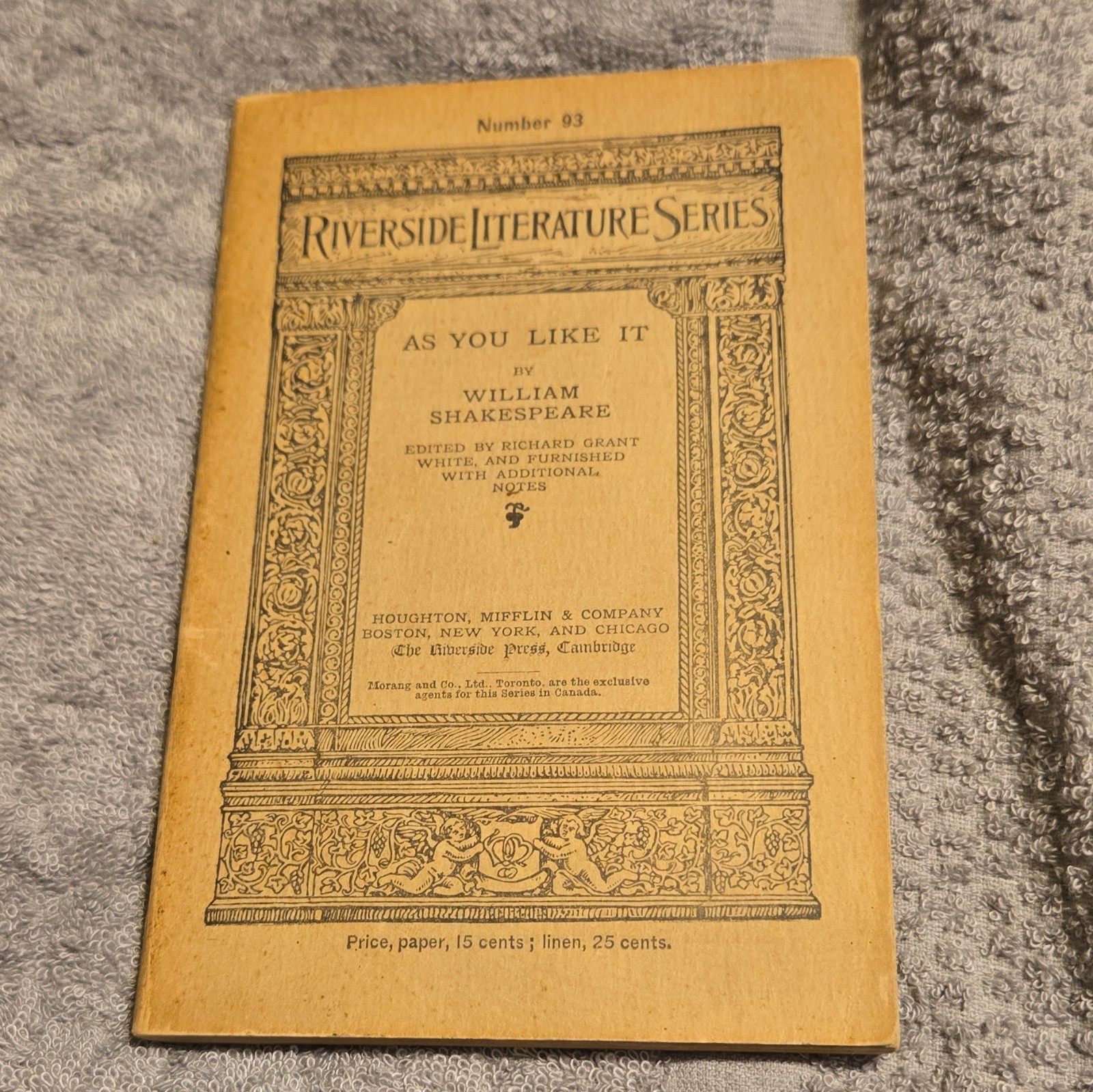 Riverside Literature Series As You Like It Shakespeare Paperback Houghton 1896