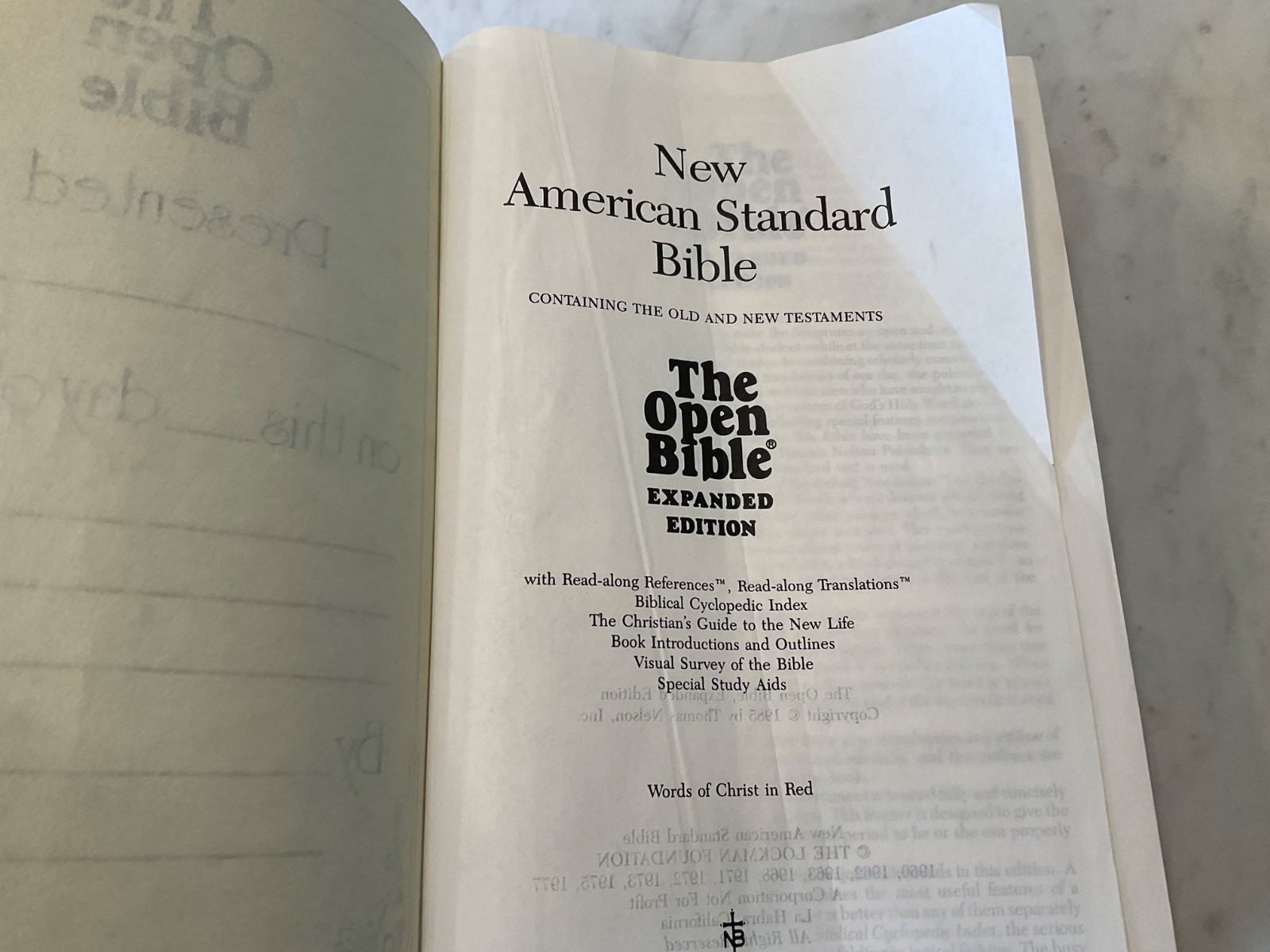 Bible NASB Open Bible 1985 Expanded Edition Red Letter Burgundy Hardcover