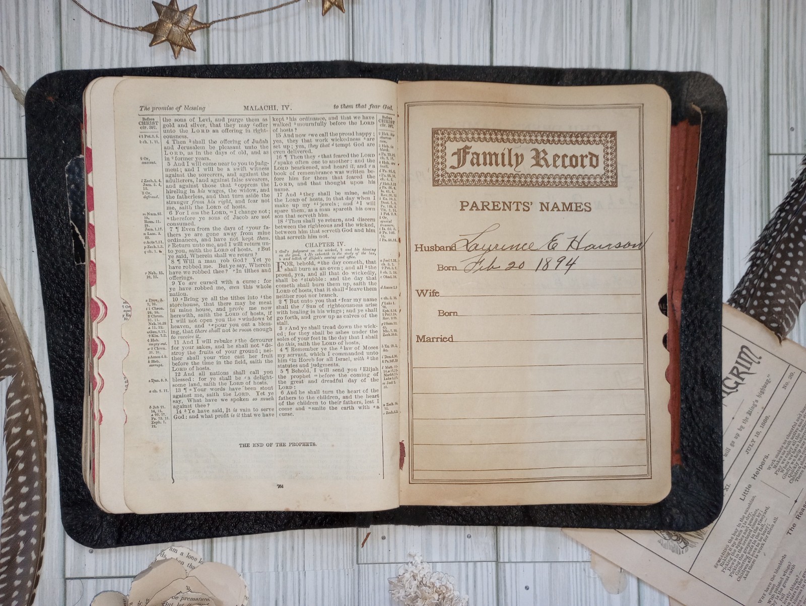 1896 Holy Bible S.S. Teachers Edition Antique Leather Saalfield Family Records