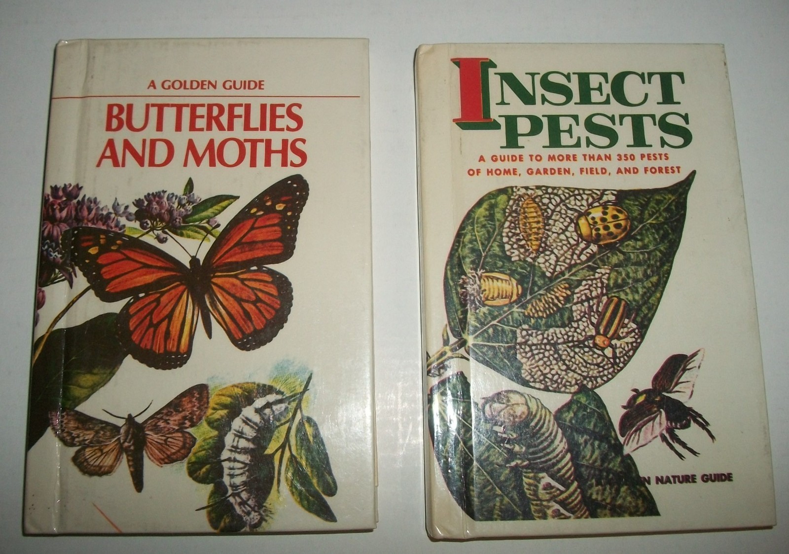 Golden Guide Butterflies Moths Insects Pests lot 2 hardcover ex-lib perma-bound