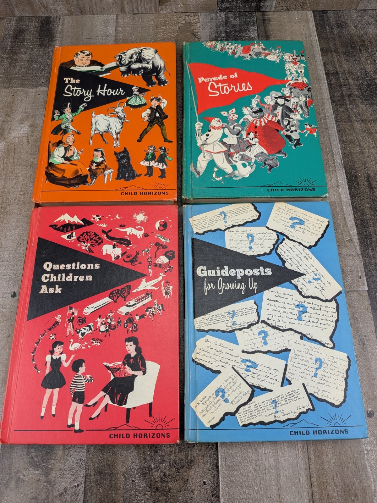 1960 Child Horizons Books Set Questions Children Ask & Parade Of Stories