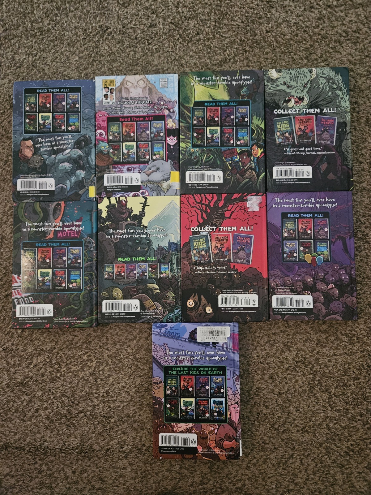 Lot Of 9 Last Kids On Earth . Hardcover. Used. Good Condition